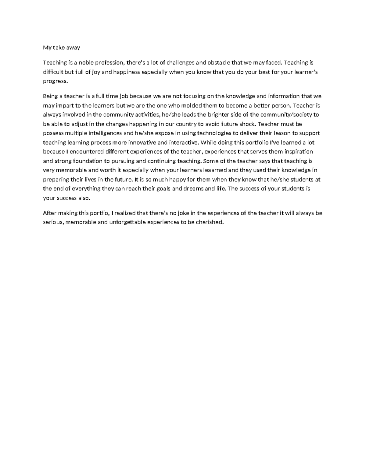 Reflections on Teaching: Insights and Learnings from My Journey - Studocu