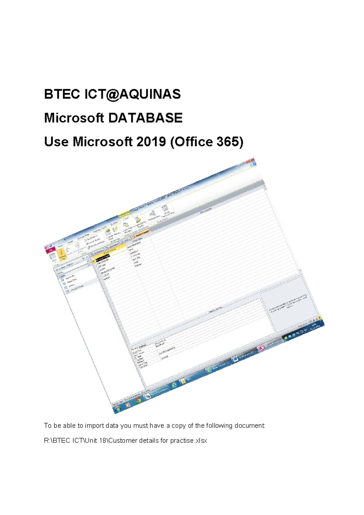 Unit 18 Database Booklet: Creating & Managing MS Access 2019 - Studocu