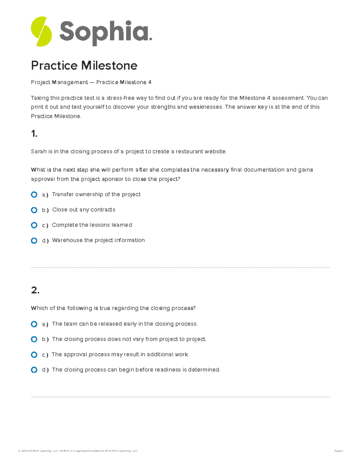 Project Management PM2 Unit 2 Milestone Summary and Concepts - Studocu