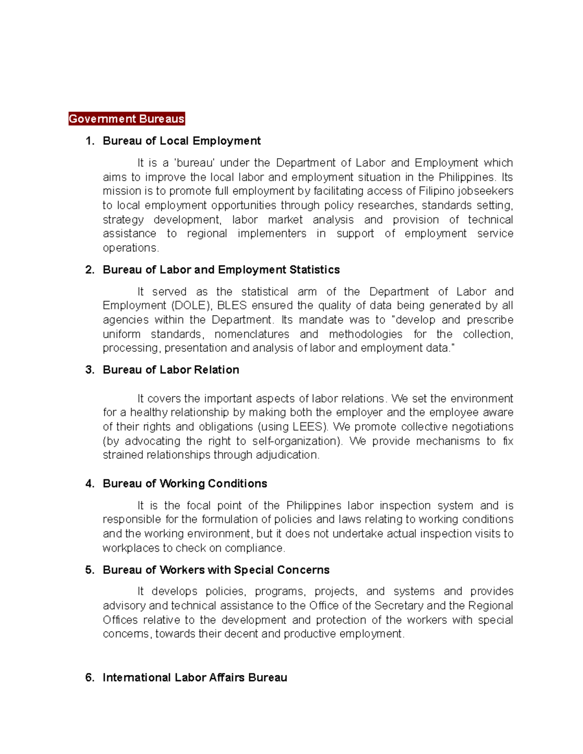 DOLE Attached Agencies: Overview of Key Bureaus and Their Roles - Studocu