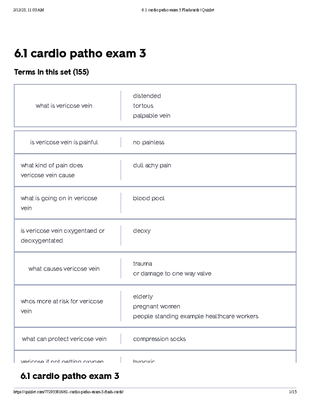 Cardio Pathophysiology Exam 3 Flashcards - Study Notes (6.1) - Studocu