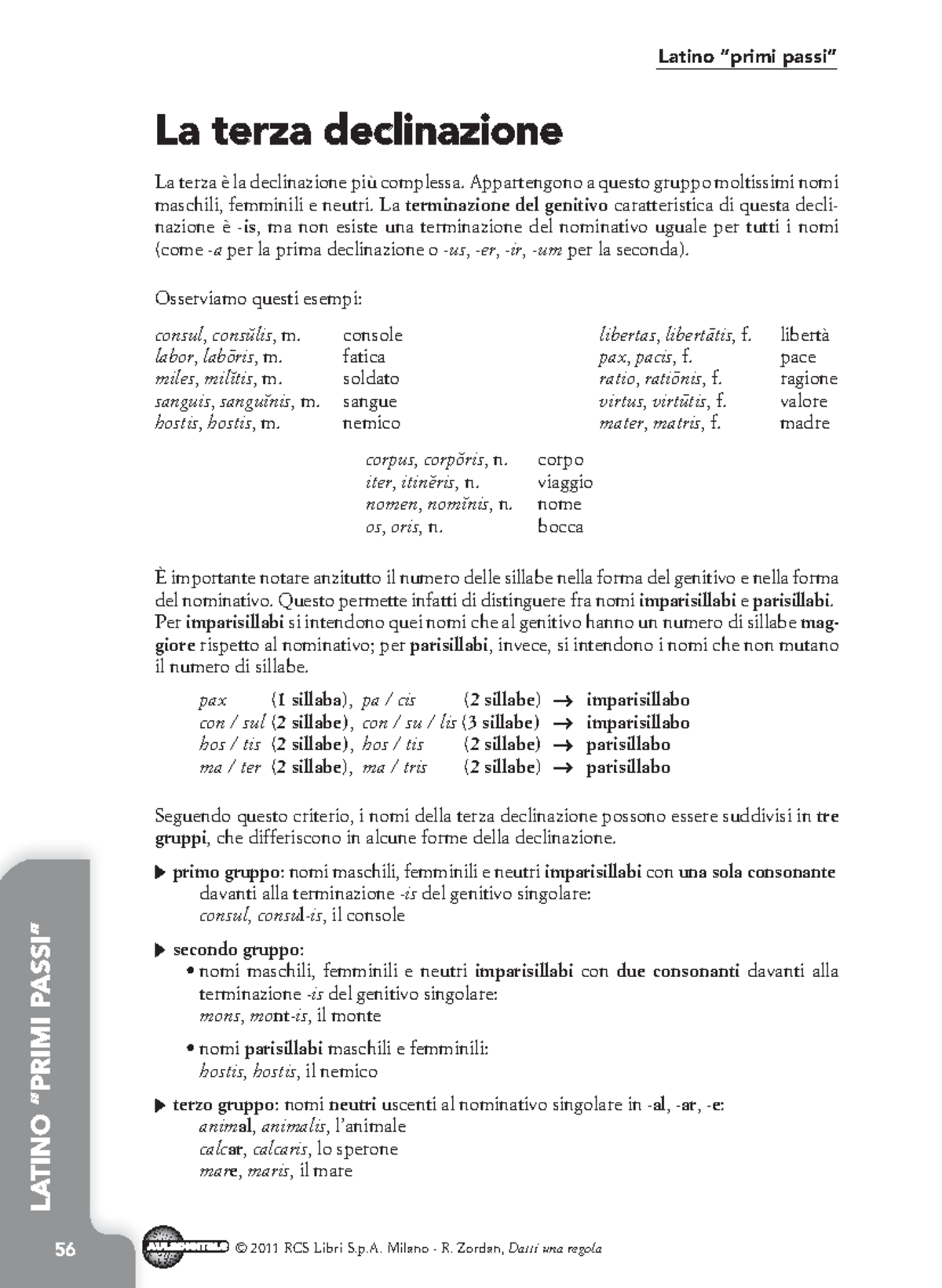 Terza Declinazione - Esercitazioni e Regole di Latino - Studocu