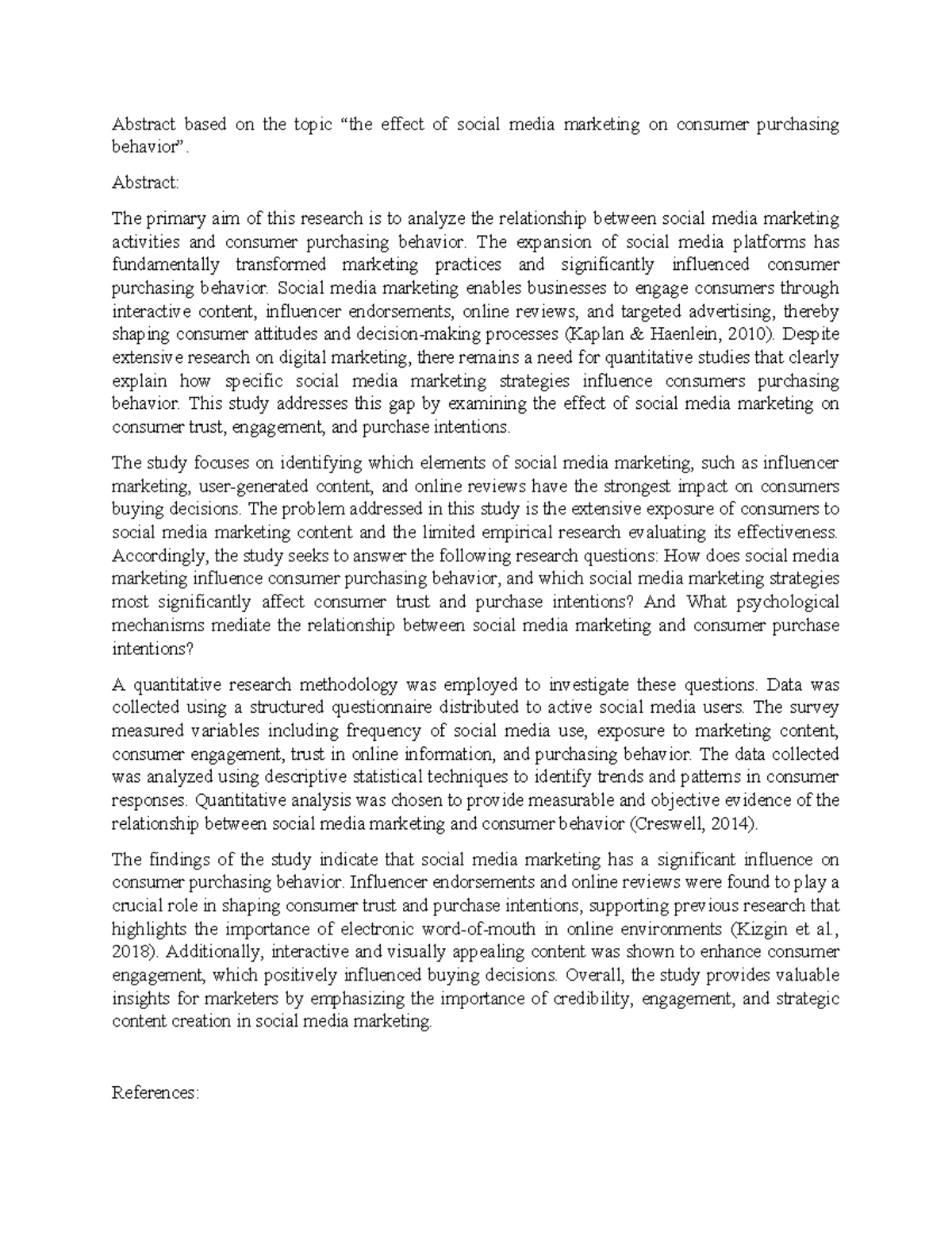 Effect of Social Media Marketing on Consumer Behavior - DA ENG1102 Unit ...