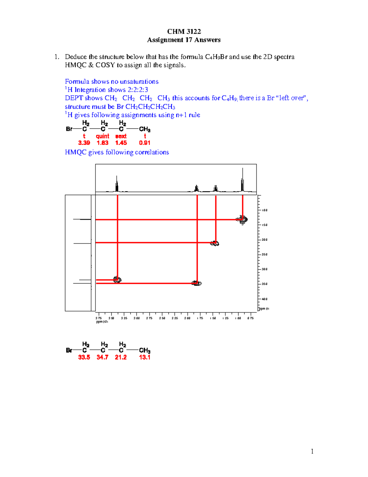 CHM 3122 Midterm Assignment 11: NMR Structure Assignments - Studocu