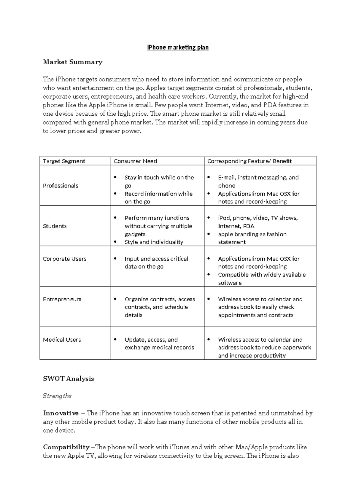 BUS 101: Final Exam Notes - iPhone Marketing Plan Overview - Studocu