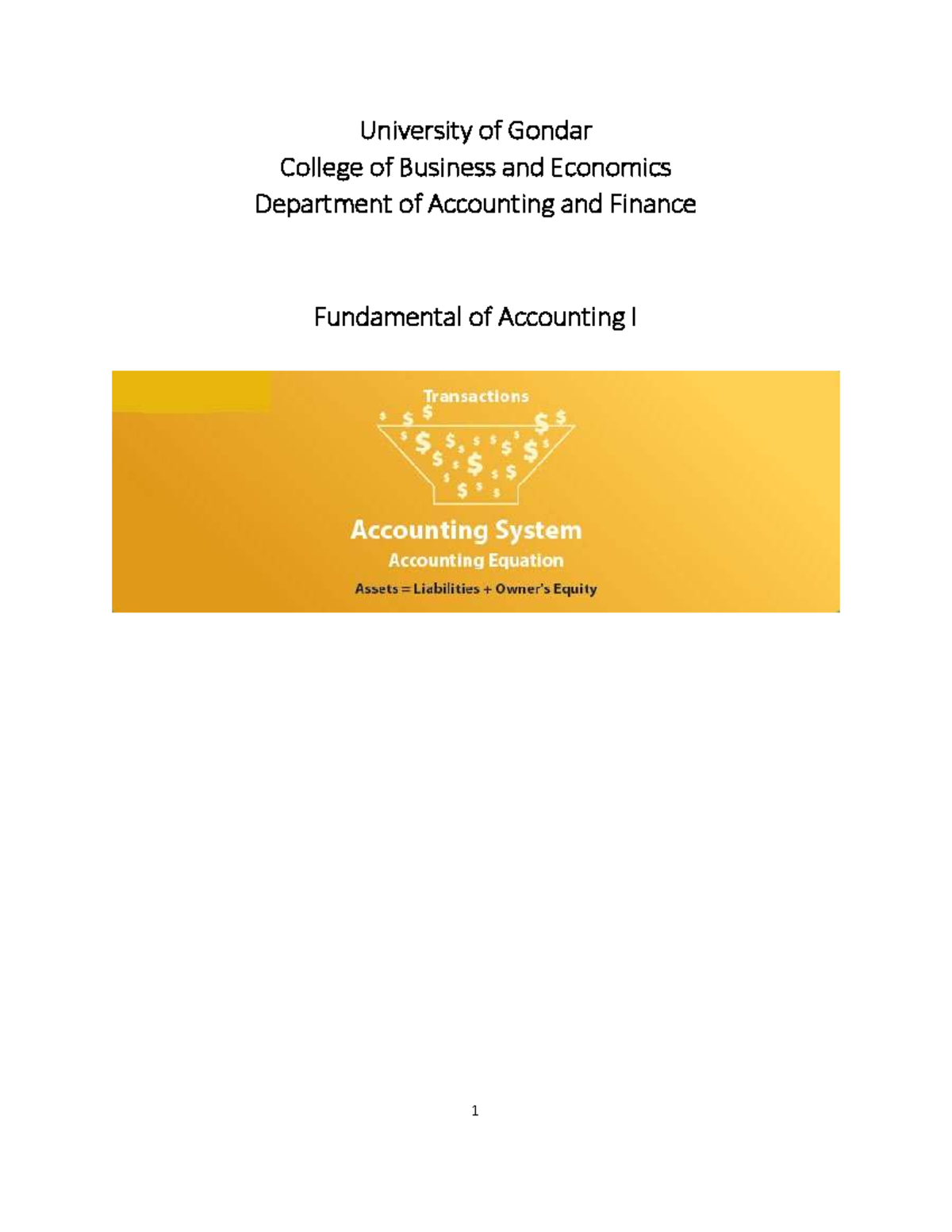 Fundamentals of Accounting I (ACCT 101) - Chapter 1 Overview - Studocu