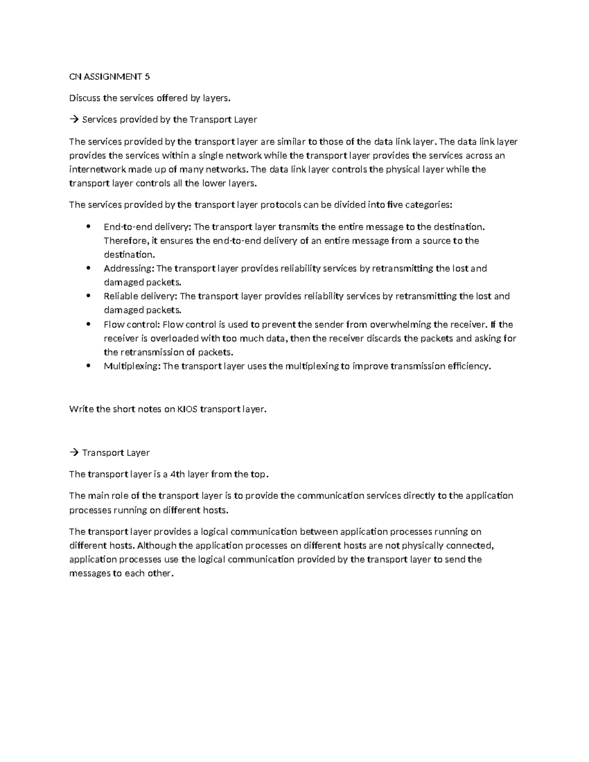 CN Assignment 5 - NO ANY DESCRIPTION - CN ASSIGNMENT 5 Discuss the ...