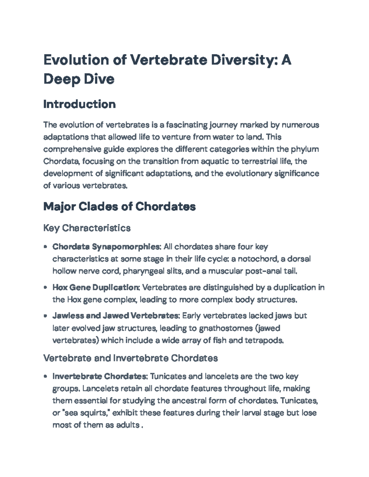 Evolution of Vertebrate Diversity: A Comprehensive Overview - Evolution ...