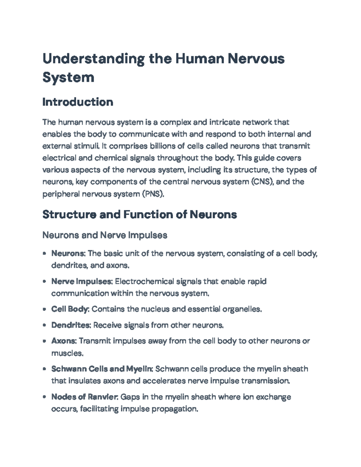 Understanding the Structure and Function of the Human Nervous System ...
