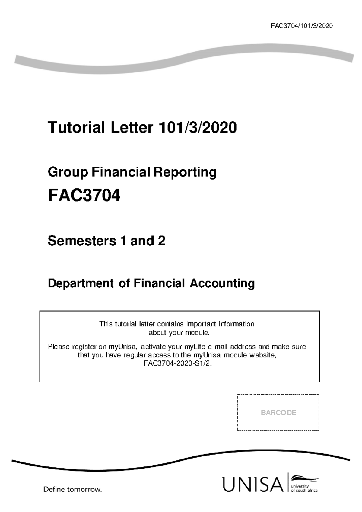 101 2020 3 b - Assignment - Warning: TT: undefined function: 32 FAC3704 ...