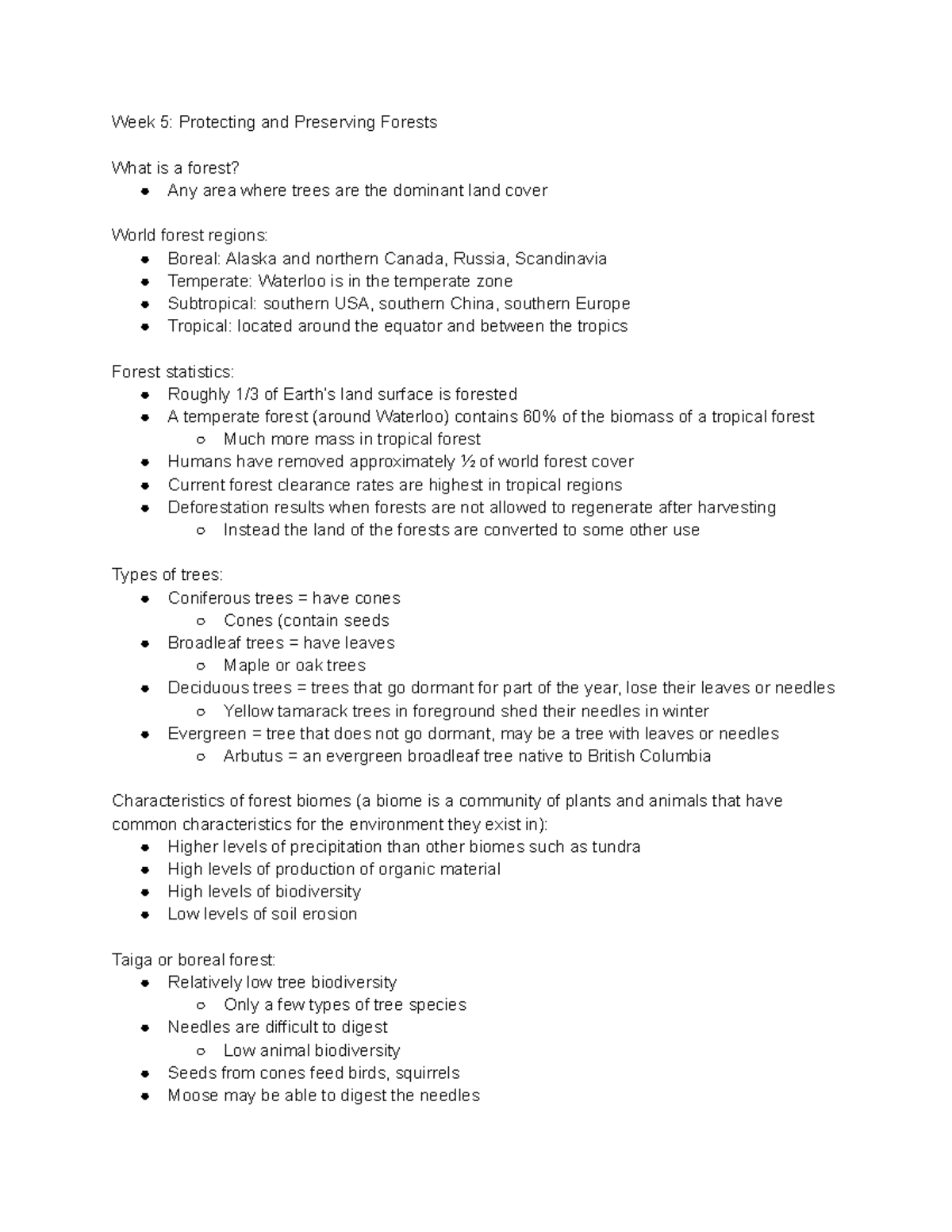 Week 5 Forests - Lecture notes for environment (ES 110). - Week 5 ...