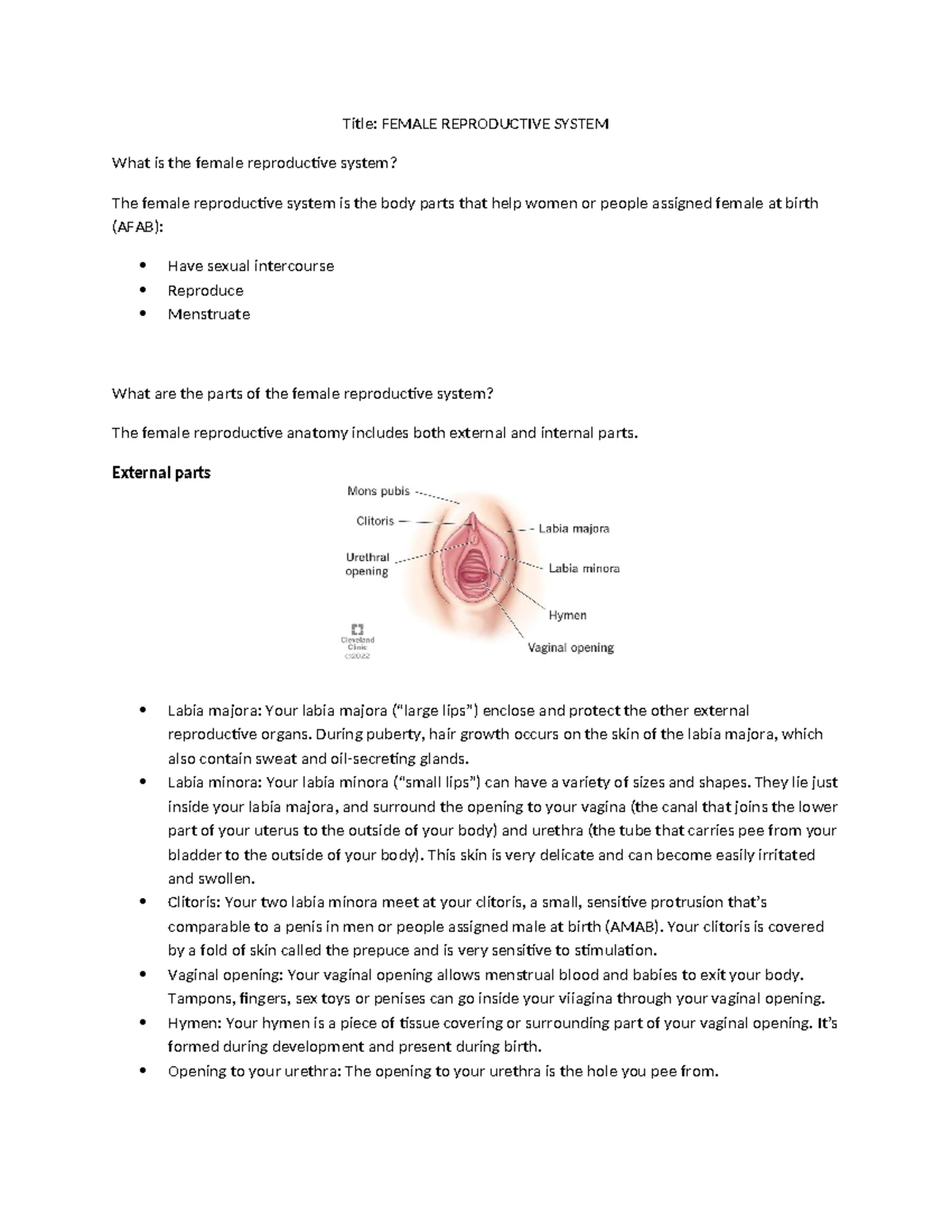 MRS - Overview of the Male Reproductive System Components - Studocu