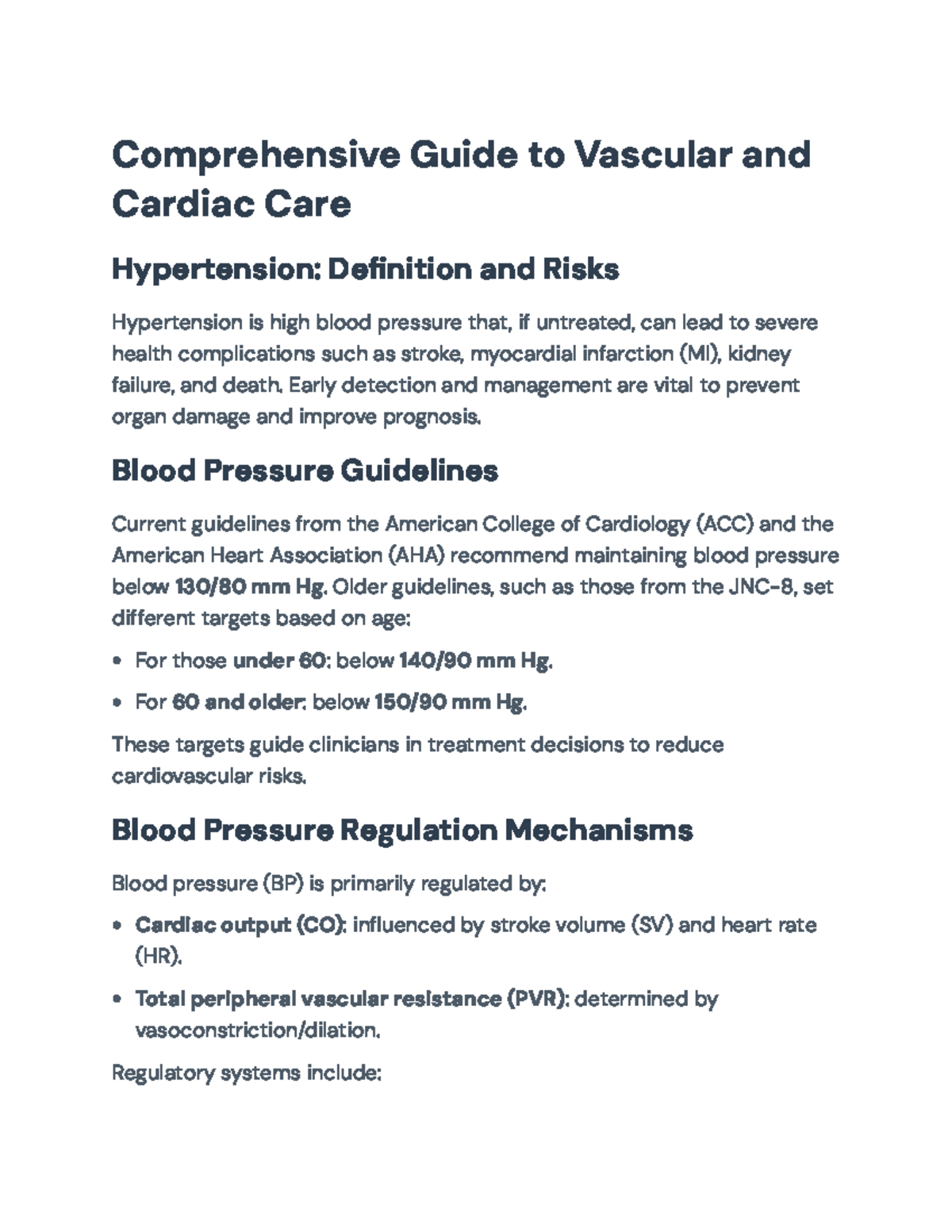 Comprehensive Guide to Hypertension Management and Cardiac Care (NUR ...