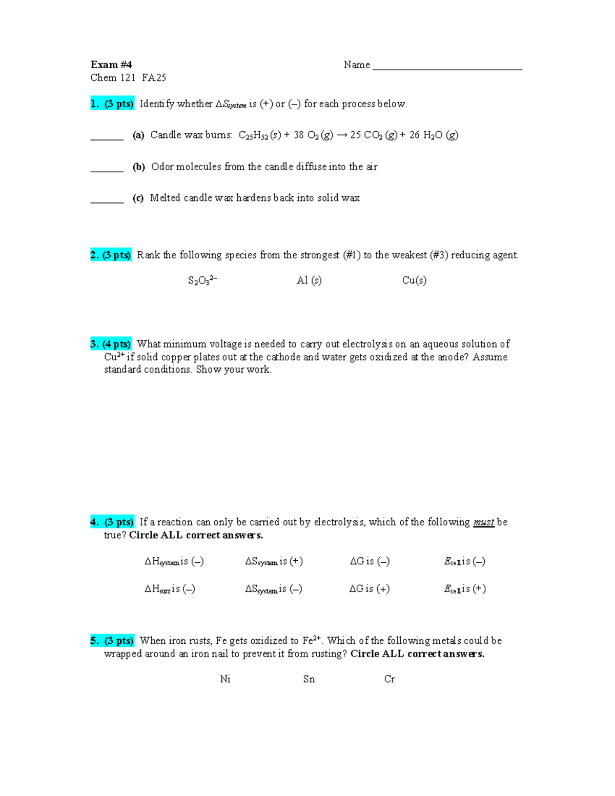 Chem 121 Final Exam FA25 - Studocu