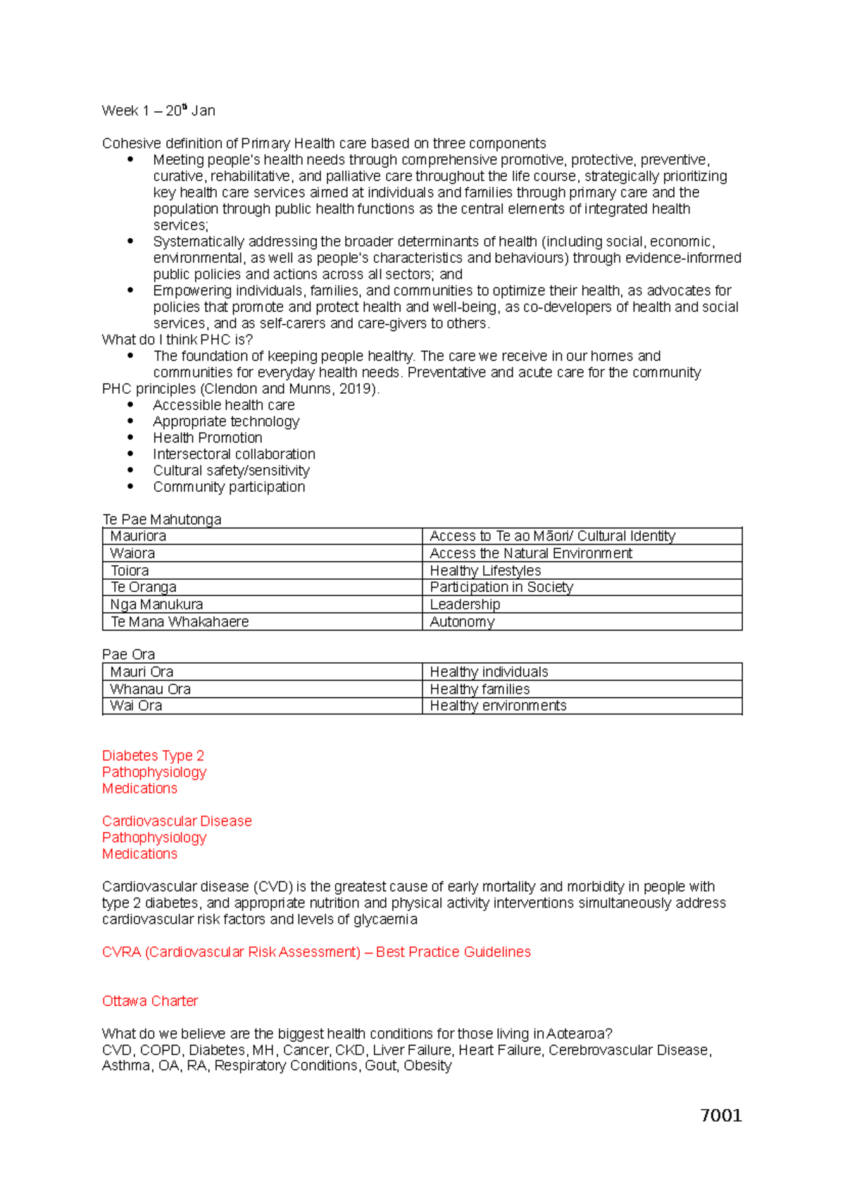 Lecture Notes 7001: Comprehensive Overview of Primary Health Care ...