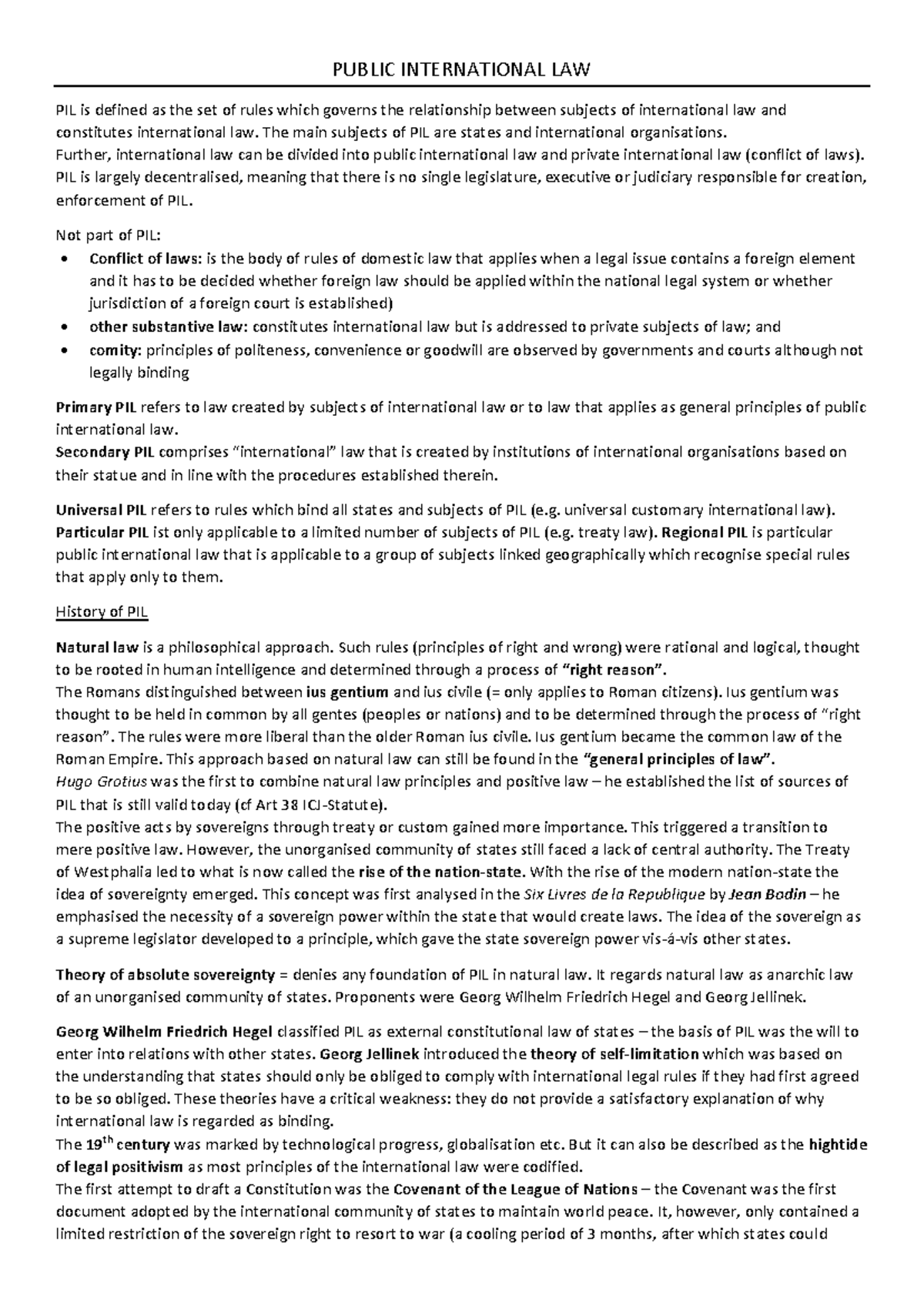 PIL Summary: Key Concepts in Public International Law Overview - Studocu