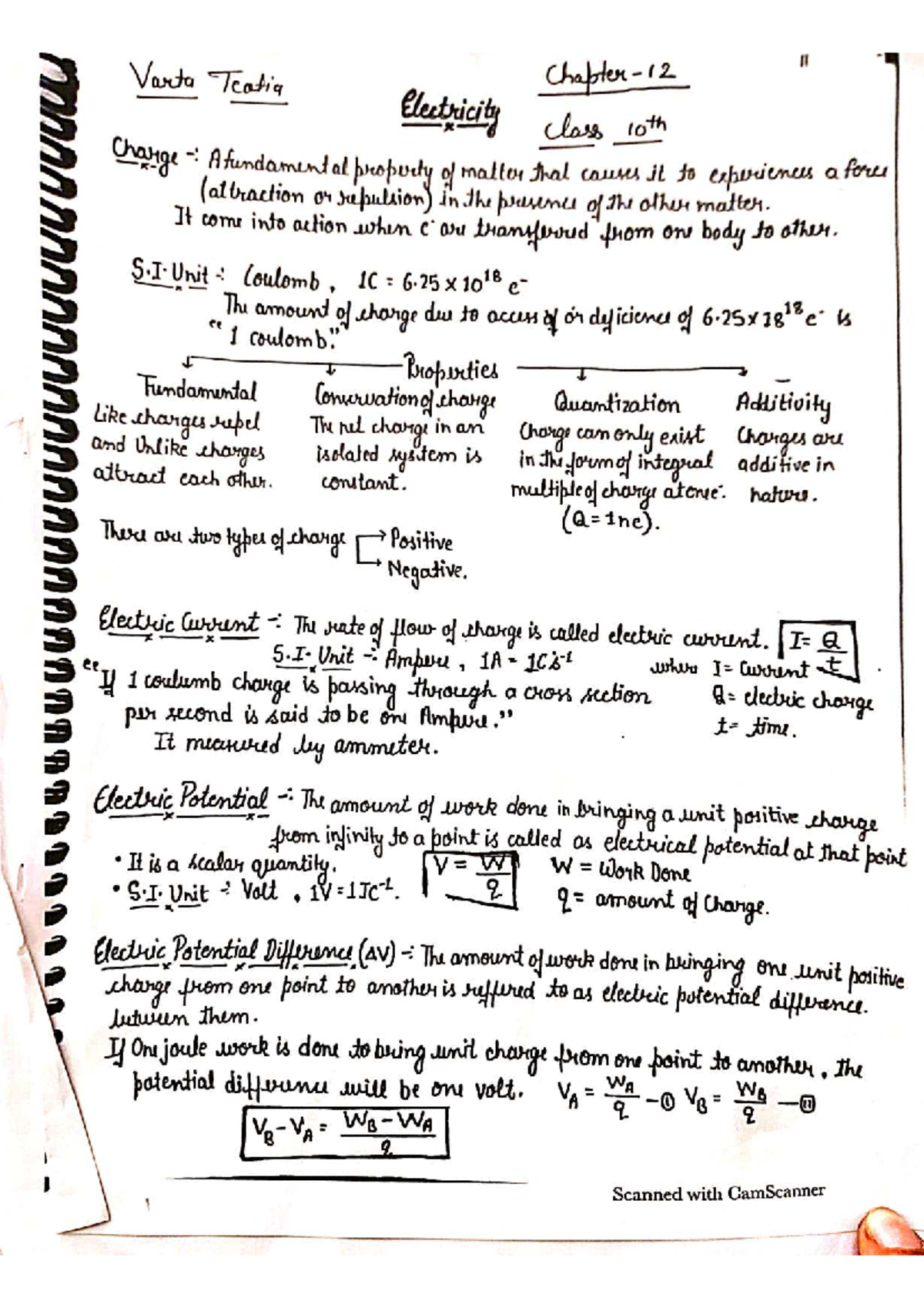 Electricity - Notes for Class 10 (II Varta Teatia) - Studocu