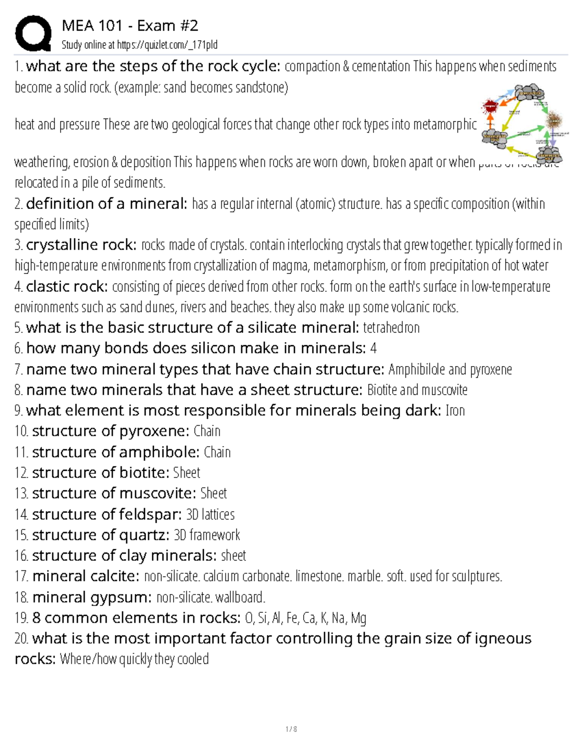 MEA 101 - Exam #2 Study Notes on Geological Processes and Timelines ...
