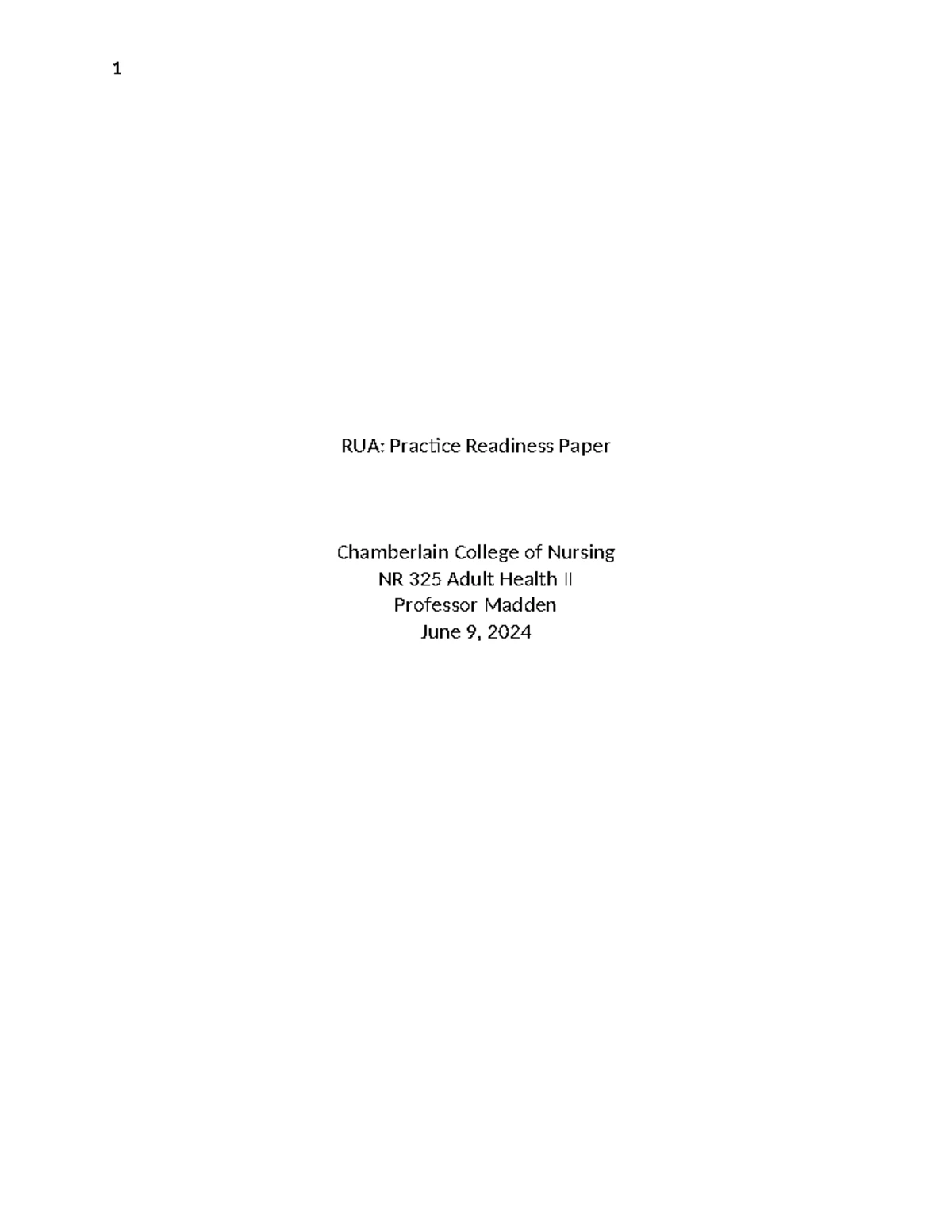 NR325 RUA Paper - NCLEX-RN Preparation Insights - Studocu