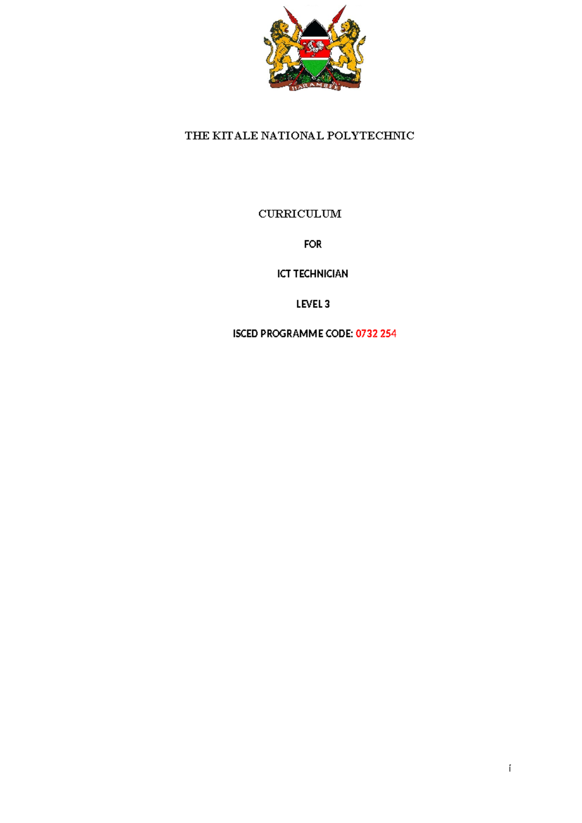 ICT Technician Level 3 Curriculum - Kitale National Polytechnic - Studocu