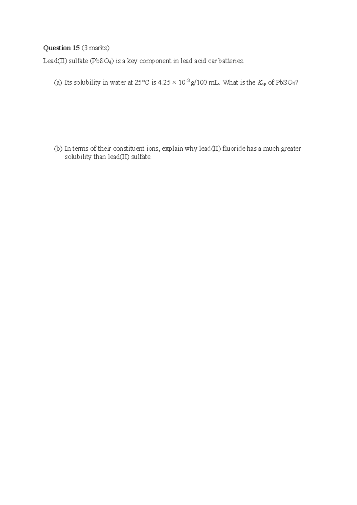 Module 5 Ksp Questions - Solubility Product Calculations - Studocu