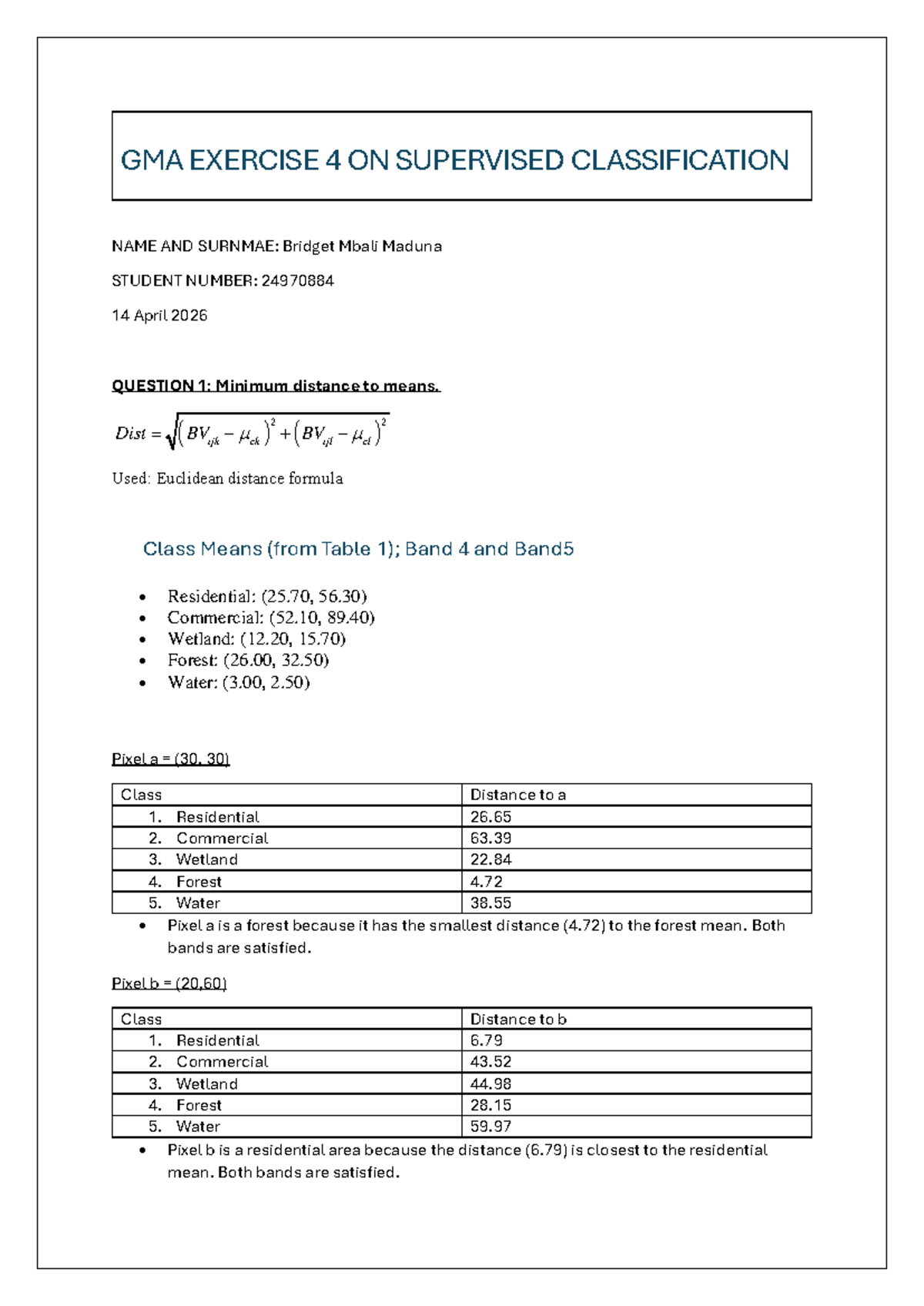 GMA EXERCISE 4: SUPERVISED CLASSIFICATION ANALYSIS - Studocu
