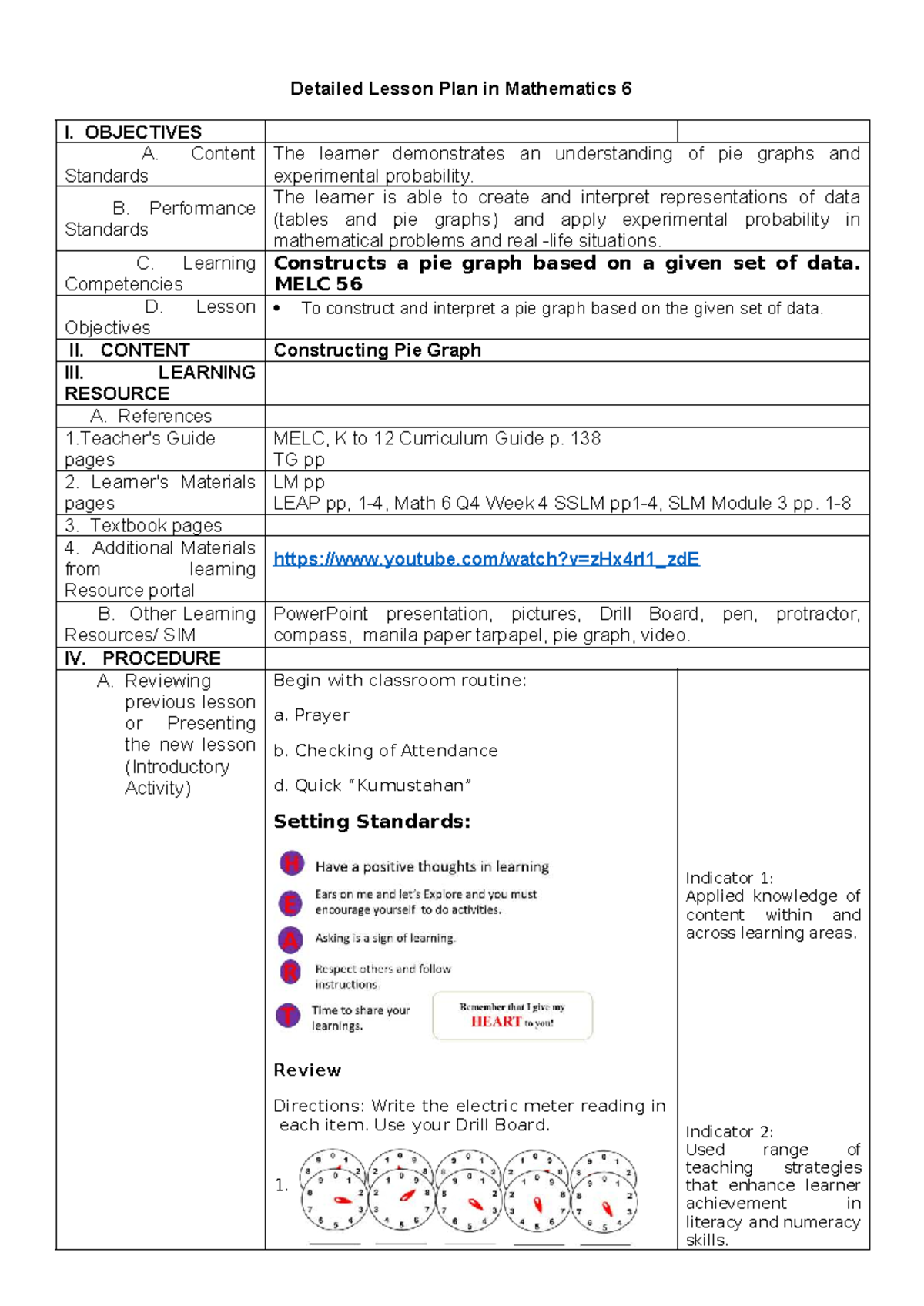DLP: Detailed Lesson Plan on Constructing Pie Graphs for Math 6 - Studocu