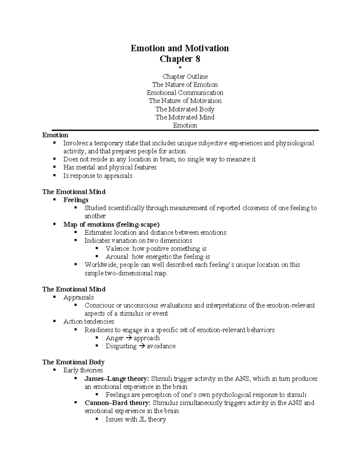 Psy 101 Chapter 8: Exploring Emotion and Motivation Dynamics - Studocu
