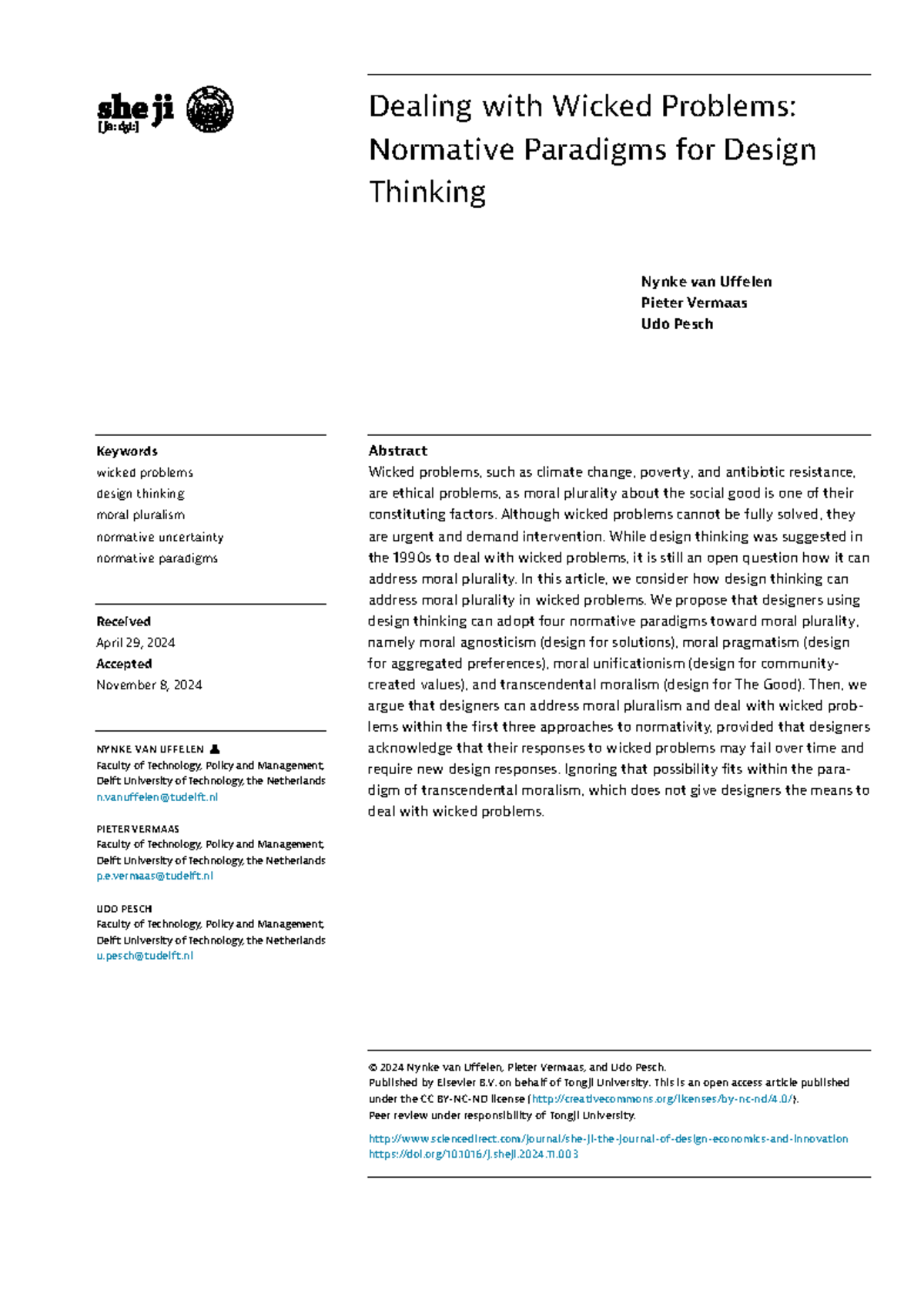 Design Thinking and Wicked Problems: Exploring Normative Paradigms ...