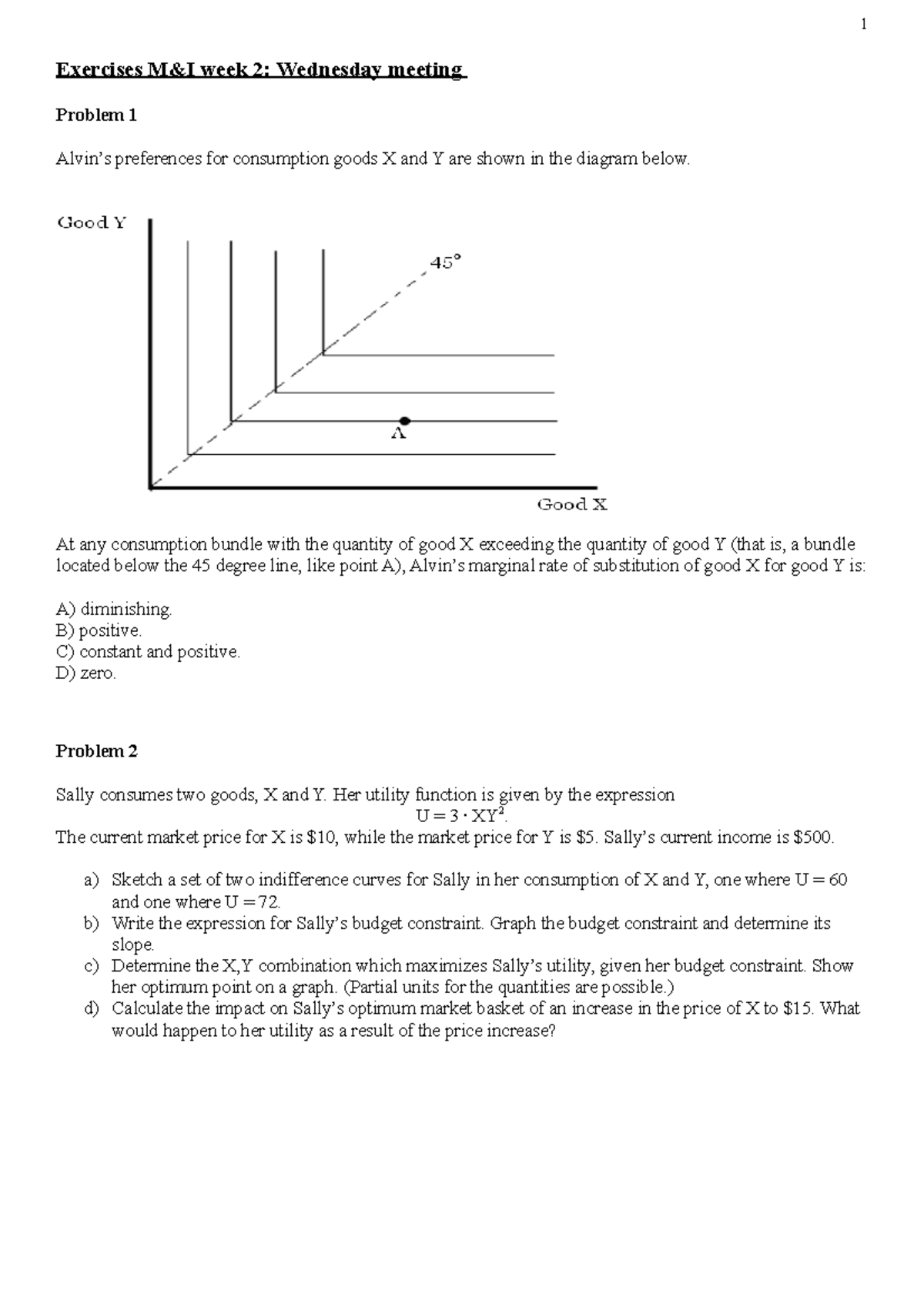 Exercises for M&I Week 2: Tutorial Problems for 2021-22 Students ...