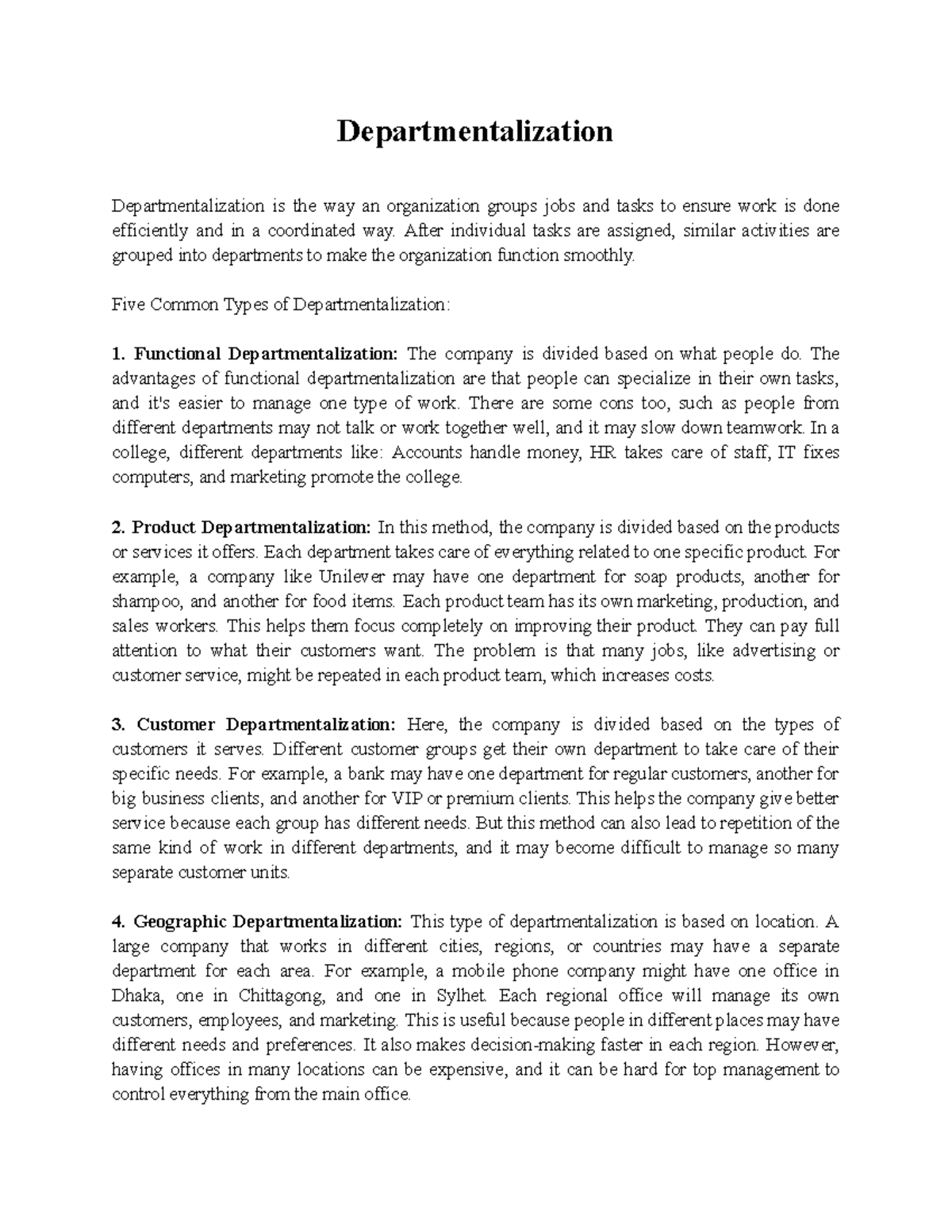 MGT 11 - Midterm Exam Notes on Departmentalization and Structure - Studocu