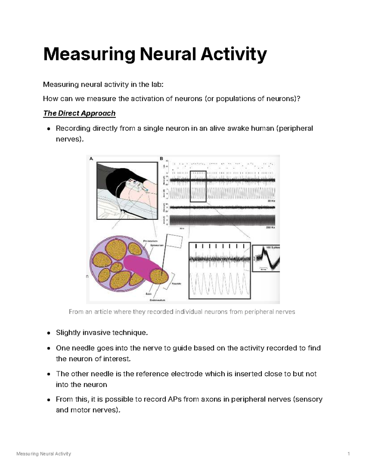 363 Lesson 1: Techniques for Measuring Neural Activity in Humans - Studocu