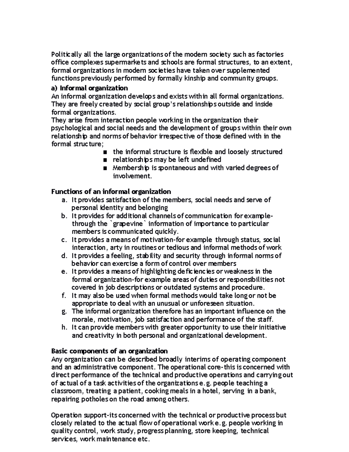 Formal and Informal Organizations: A Comparative Study (ORG 101) - Studocu