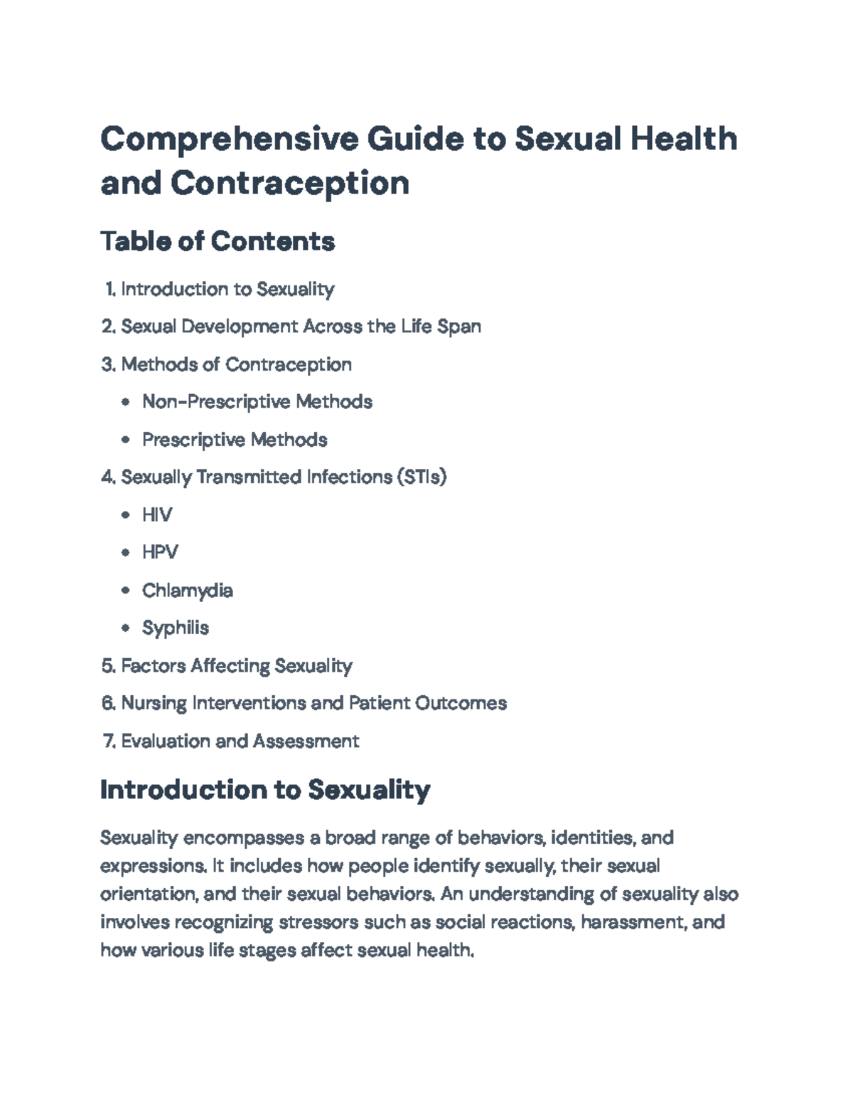 Comprehensive Guide to Sexual Health and Contraception Strategies ...