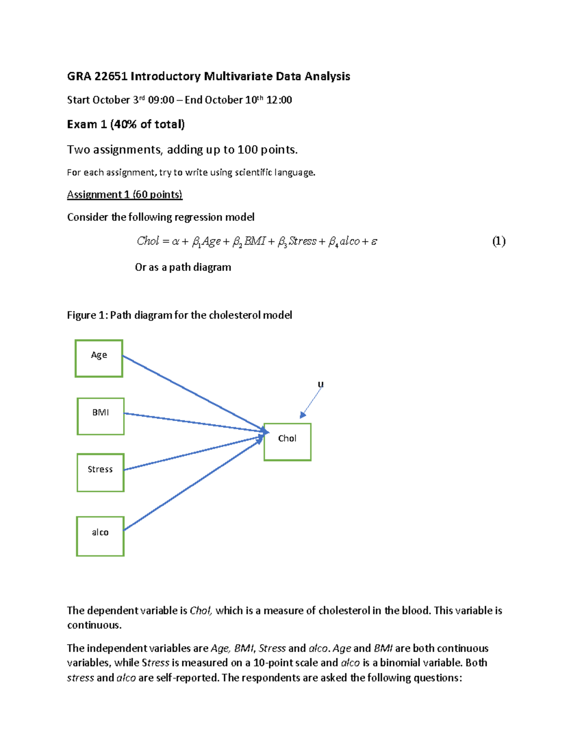GRA 22651 Introductory Multivariate Data Analysis Exam 1 Assignments ...