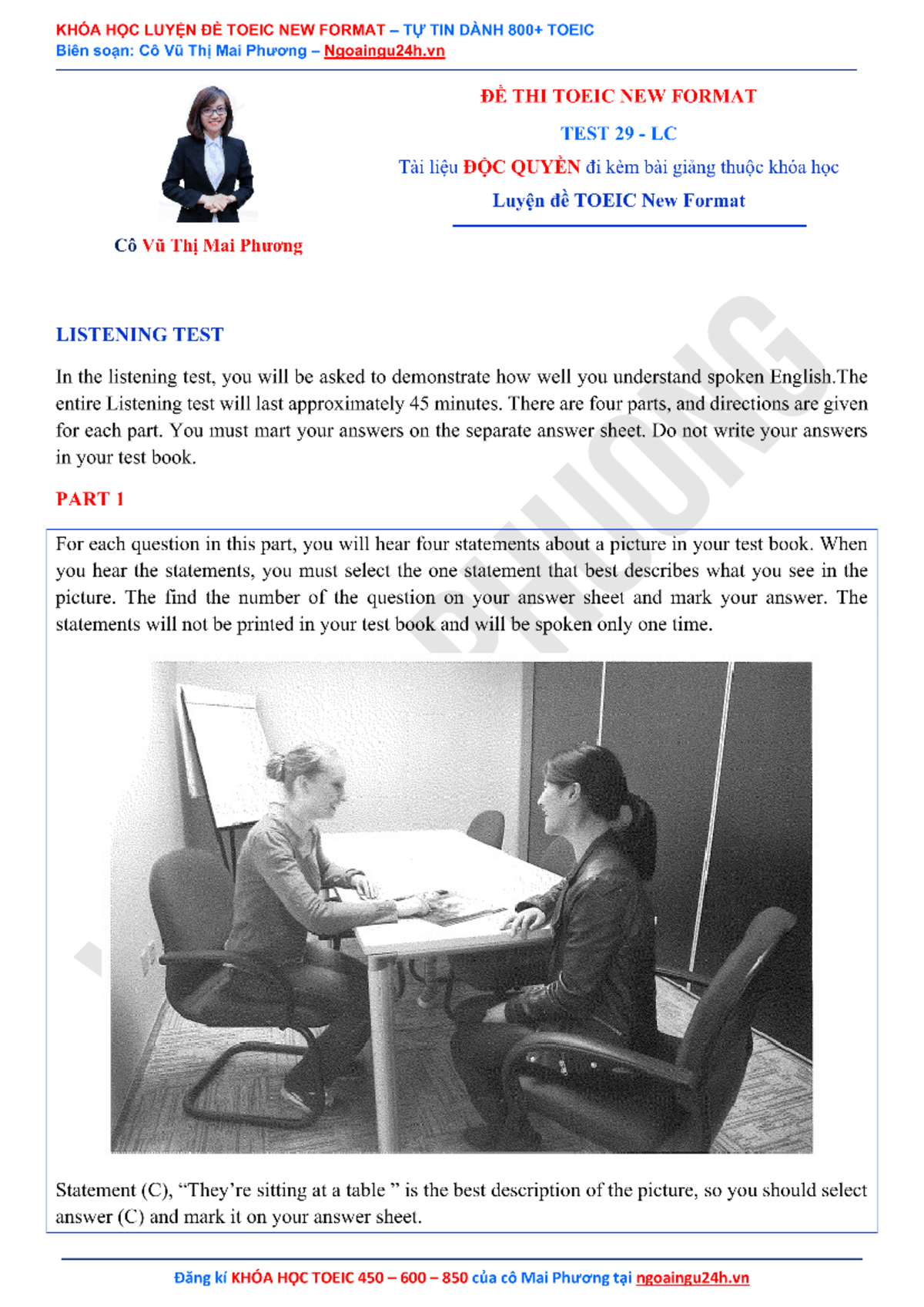 KHOA HOC LUYEN DE TOEIC NEW FORMAT: Listening Test Guide - Studocu