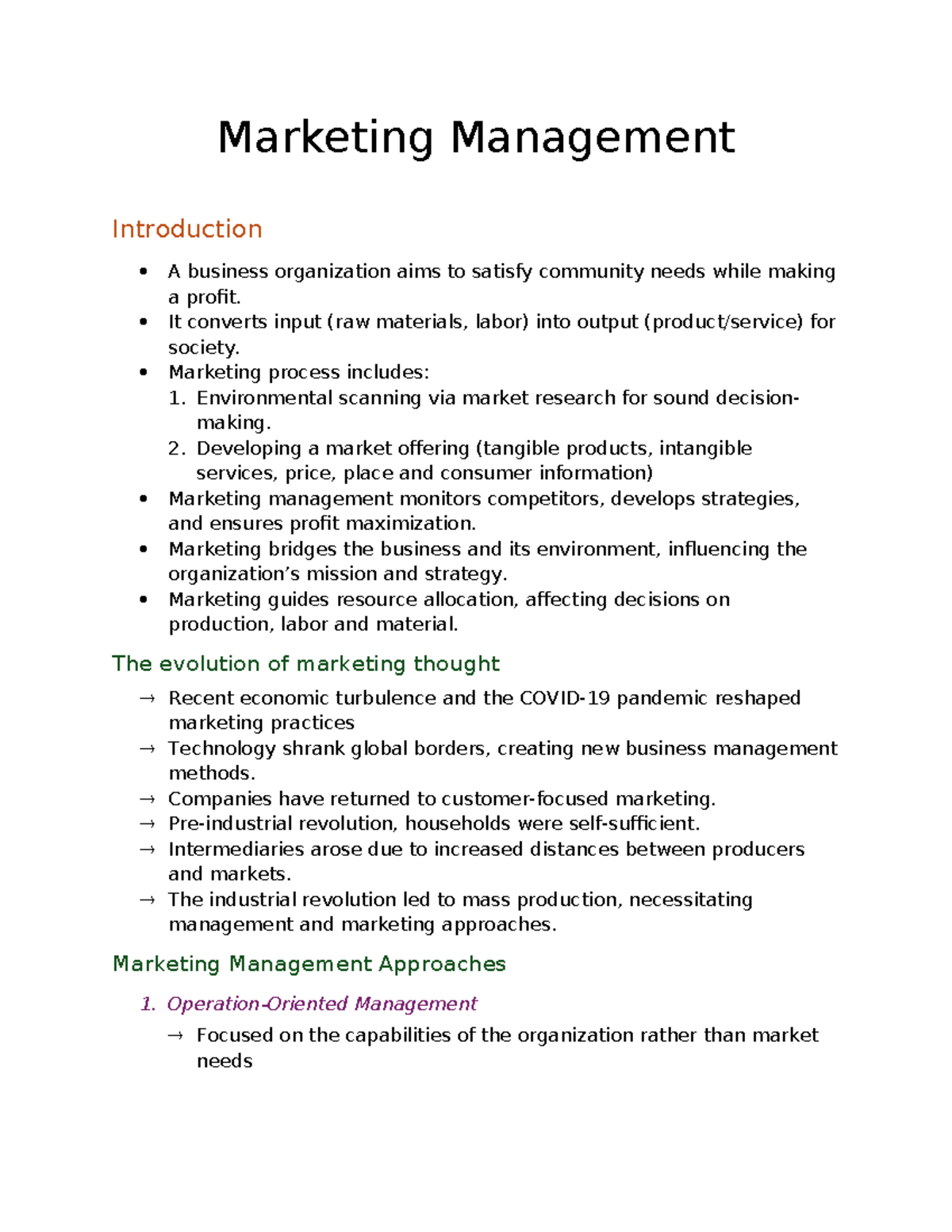 Chapter 2 - Marketing Management Overview and Key Concepts - Studocu