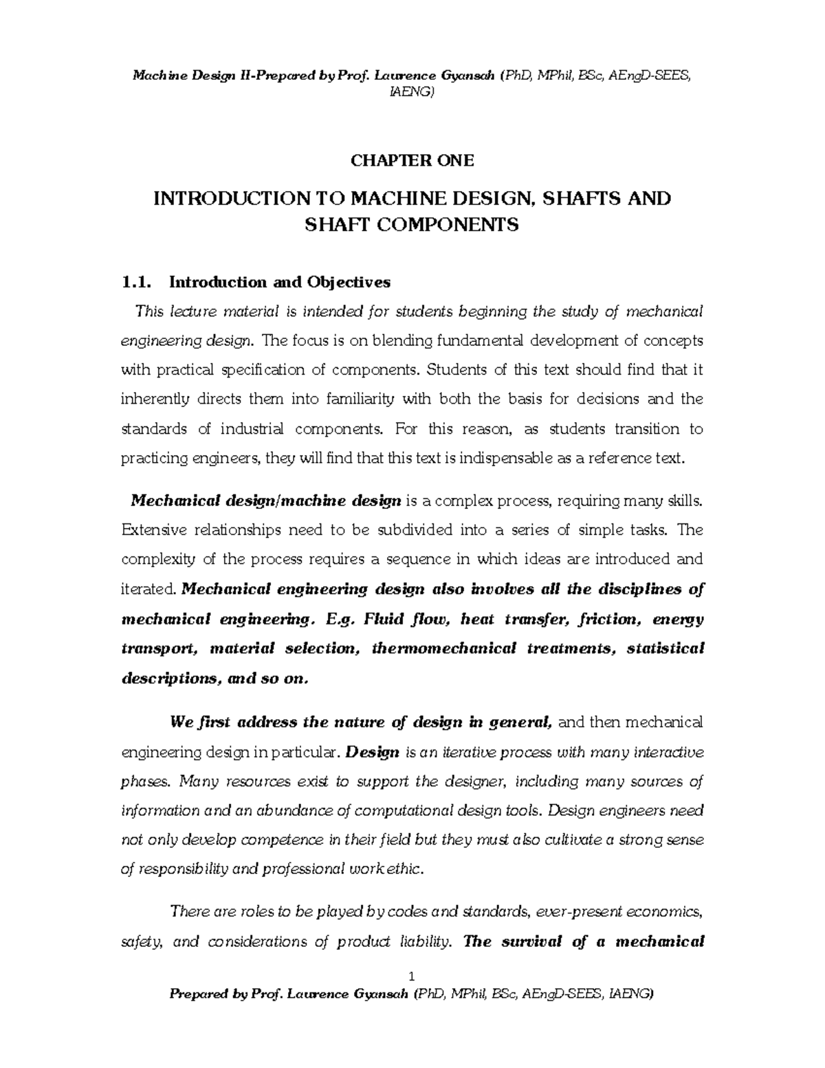 Machine Design Lecture Notes: Introduction, Shafts & Components - Studocu