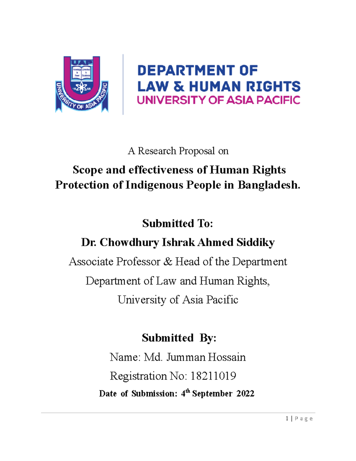 Proposal: Human Rights of Indigenous Peoples and Land Rights in ...