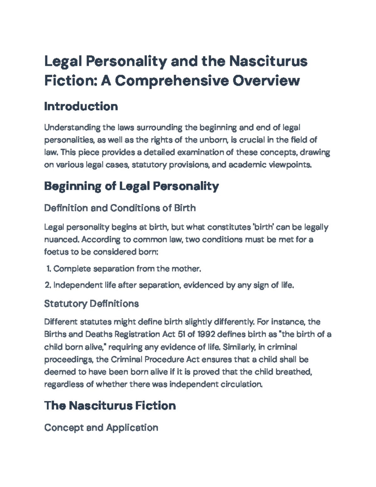 Legal Personality and Rights of the Unborn: A Comprehensive Overview ...