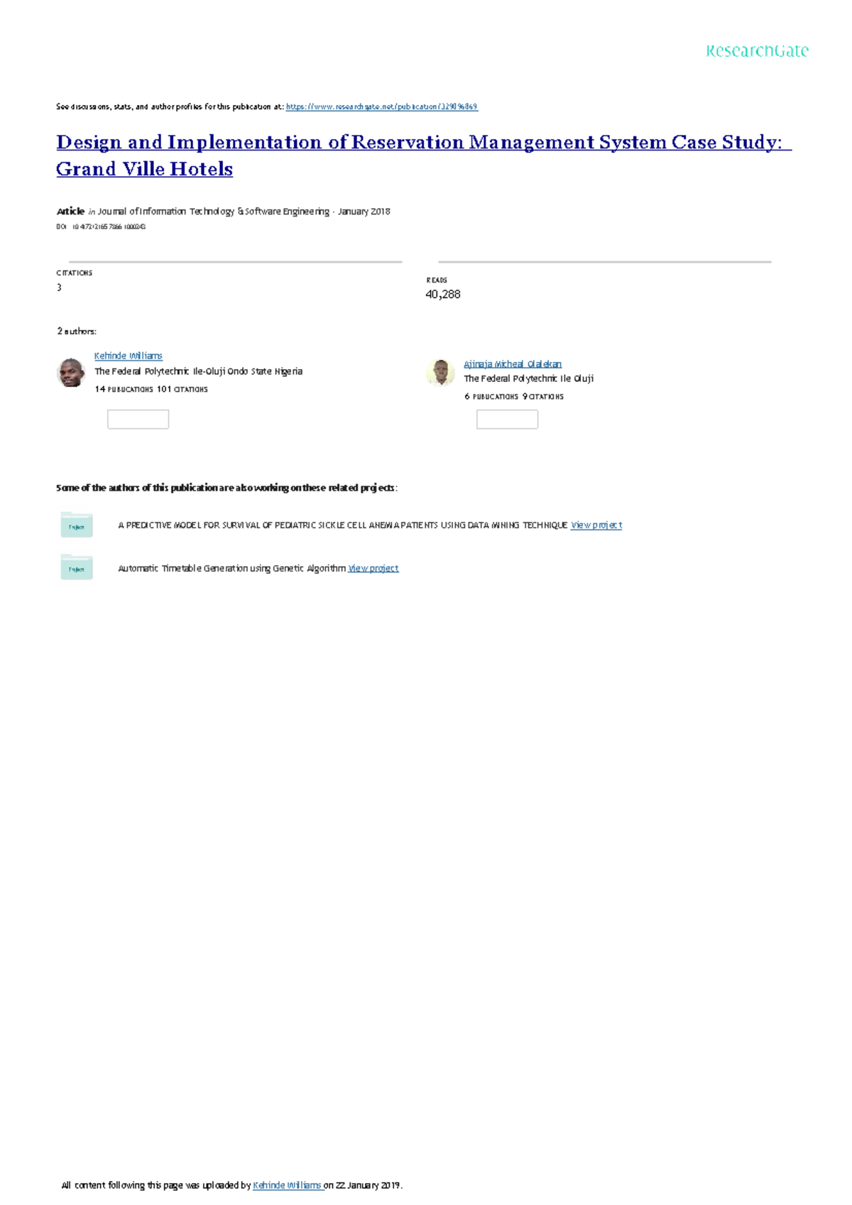 Design and implementation of reservation management system case study ...