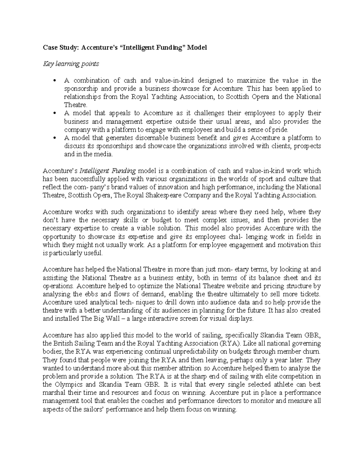 Case Study 2: Accenture's Intelligent Funding Model for Sponsorships ...
