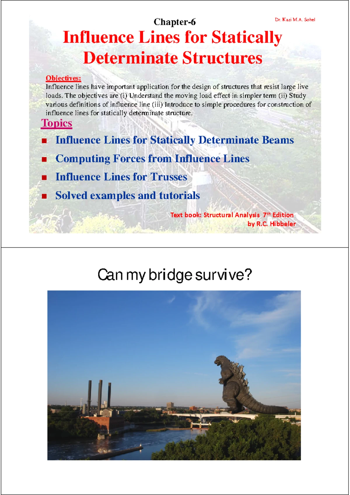 Ch6- Influence line - Lecture notes 6 - Influence Lines for Statically ...