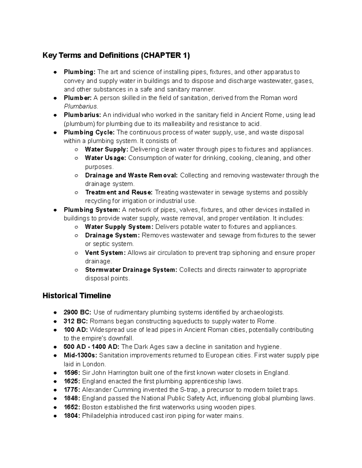 EU2 MIDTERM REVIEWER: Key Terms & Definitions in Plumbing (CHAPTER 1 ...