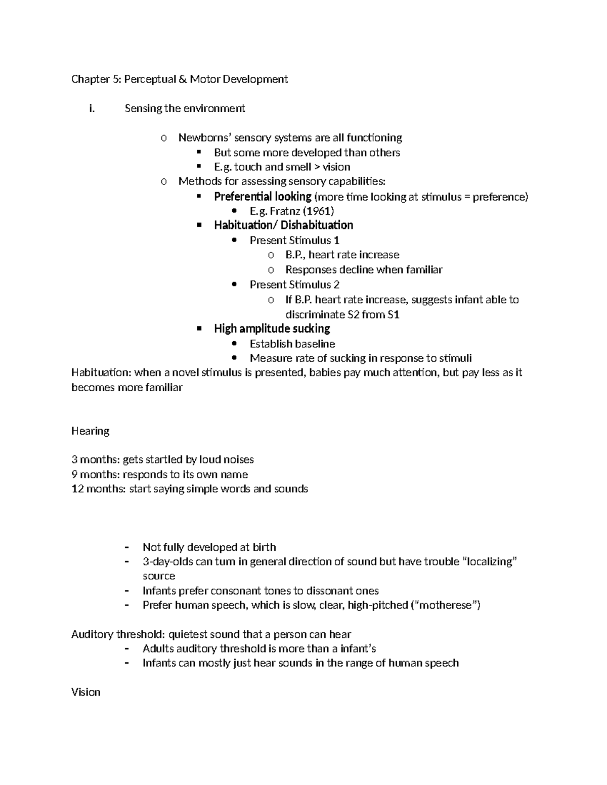 Psych 2040: Second Midterm Notes on Perceptual Motor Development - Studocu