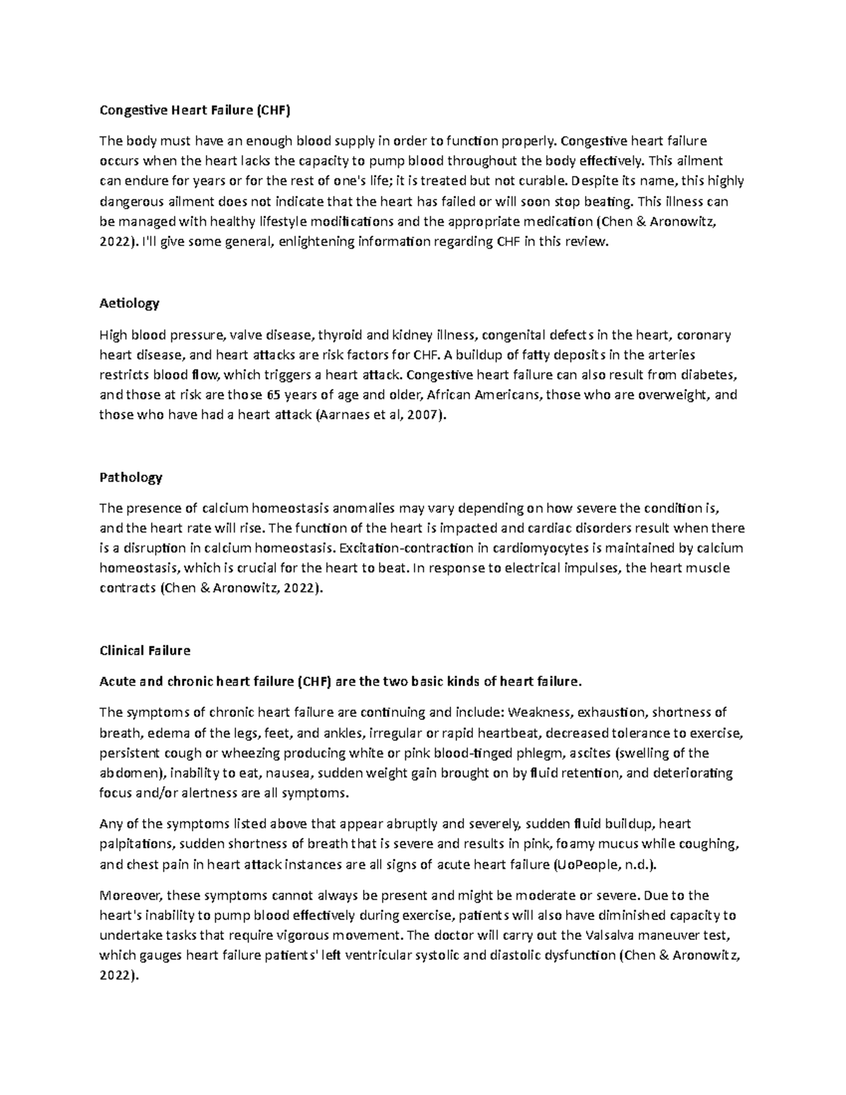 HS 3210 Learning Journal: Understanding Congestive Heart Failure (CHF ...
