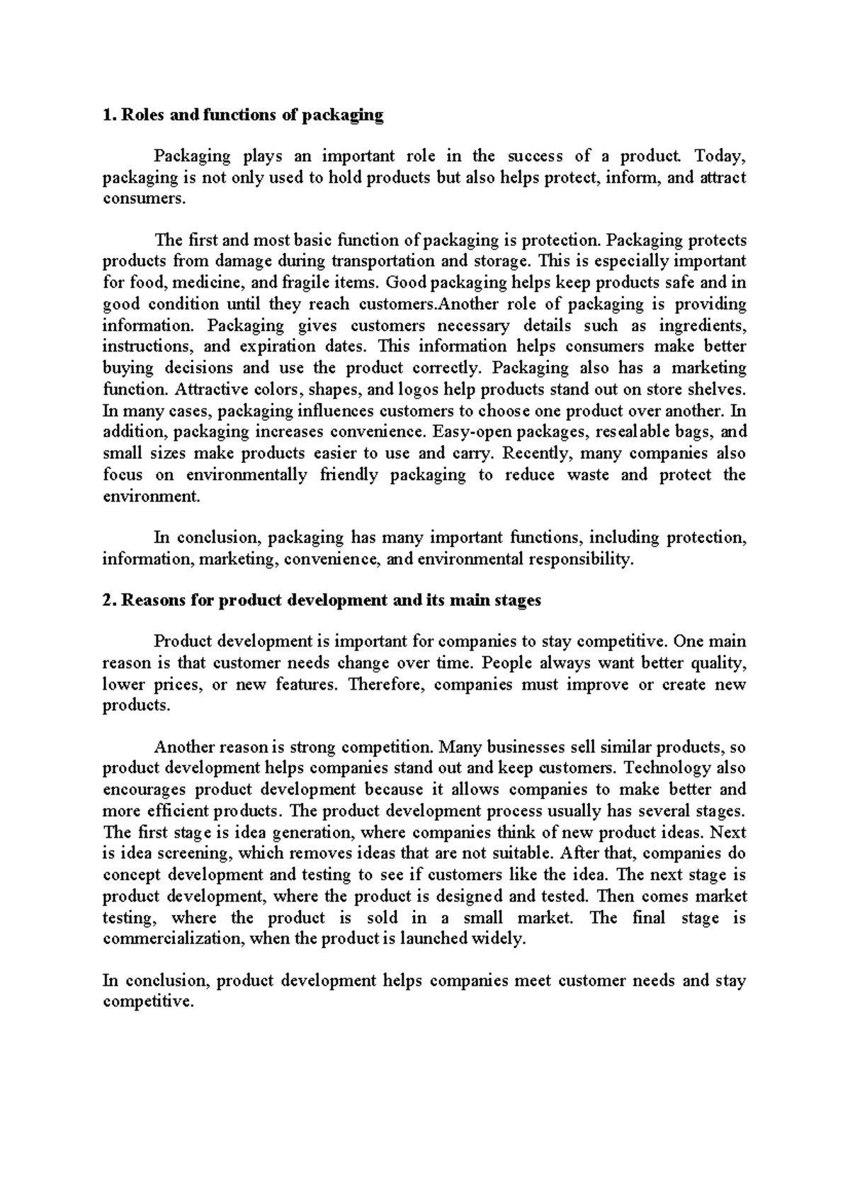 1. Roles and Functions of Packaging in Product Development - Studocu