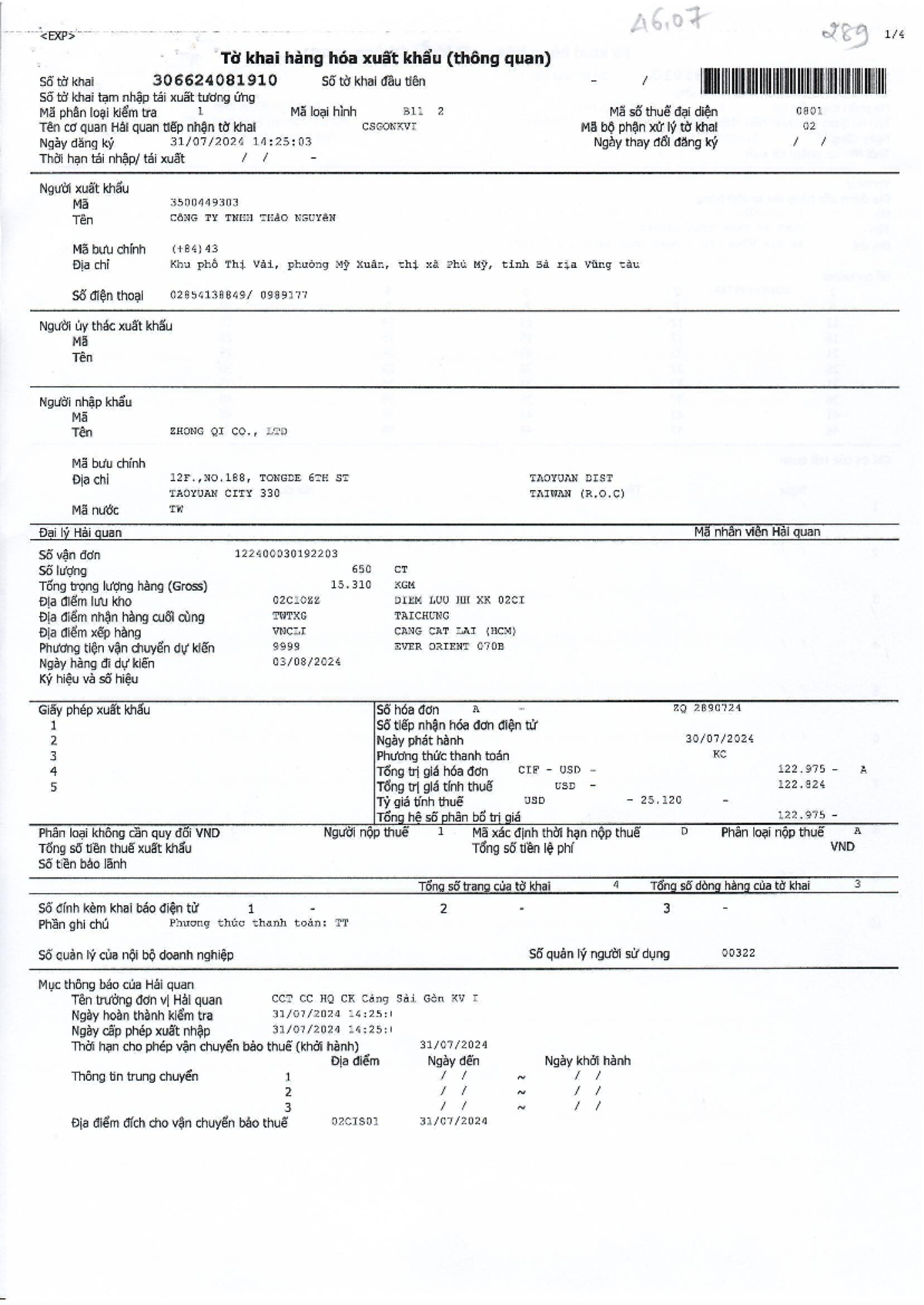 Final Exam: Export Declaration and Commercial Invoice (XK46) - Studocu