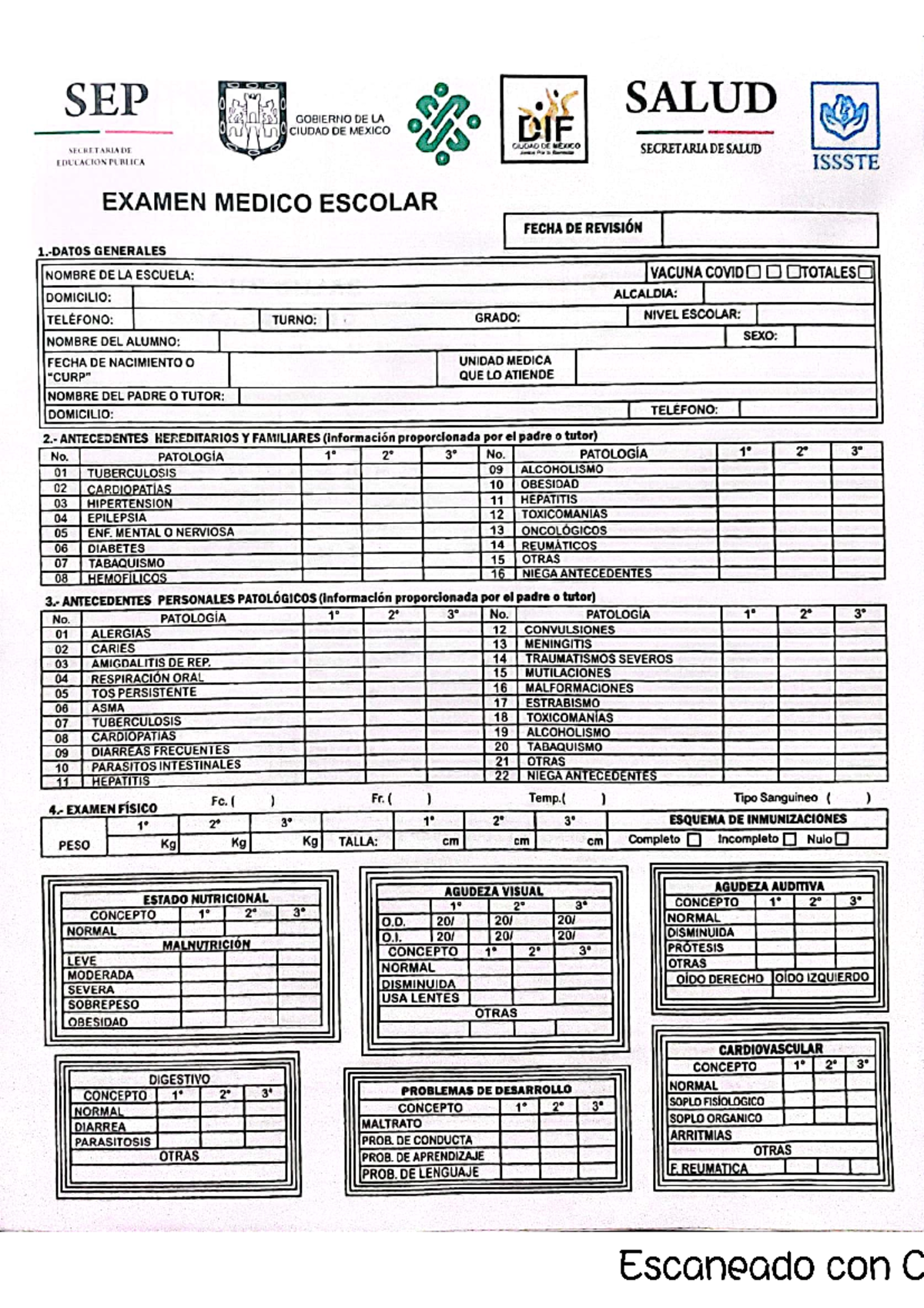 Certificado Médico Escolar 2024 - Examen Médico SEP México - Studocu