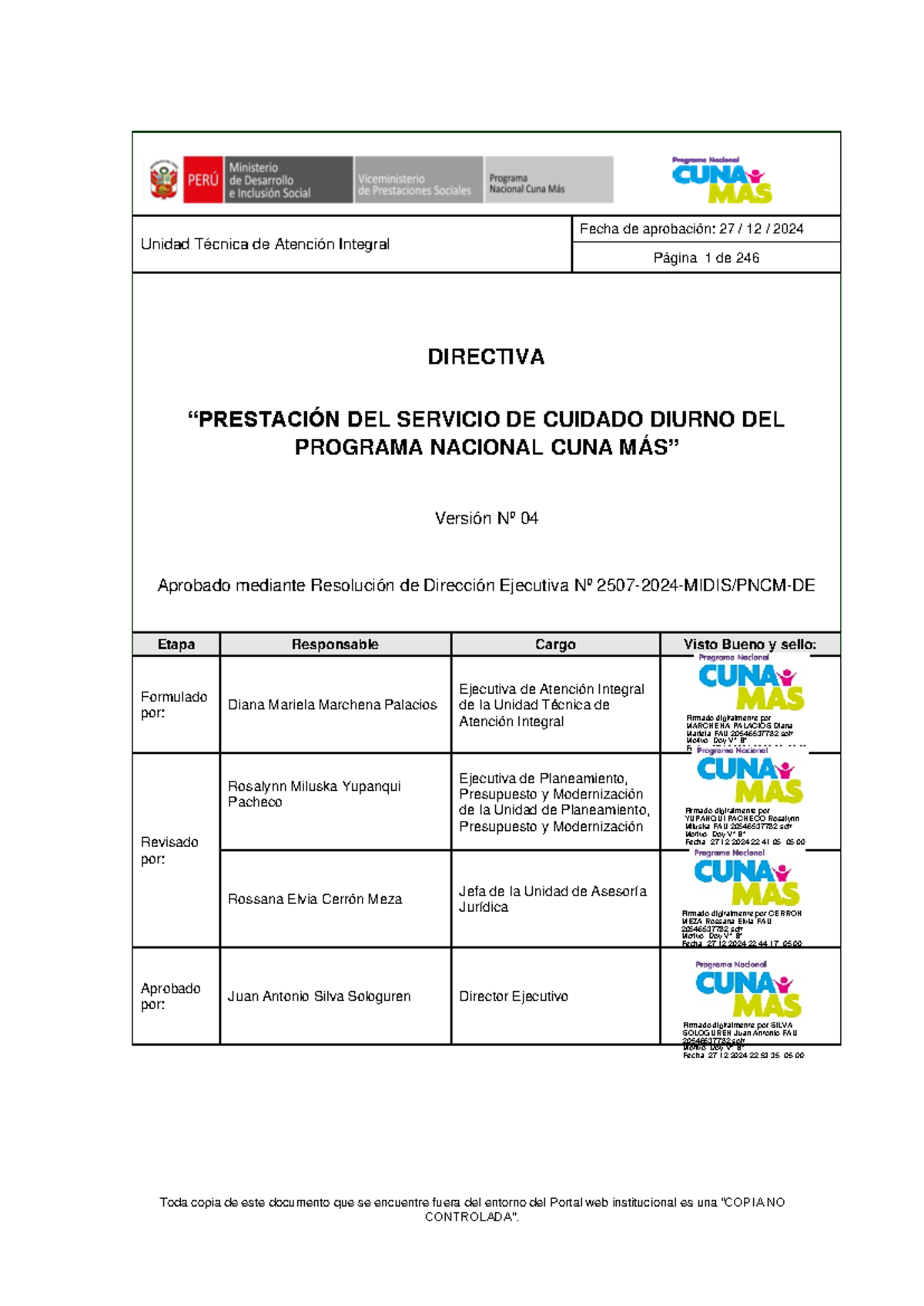 Directiva Sobre la Prestación del SCD del PNCM - Versión 04 (2024 ...